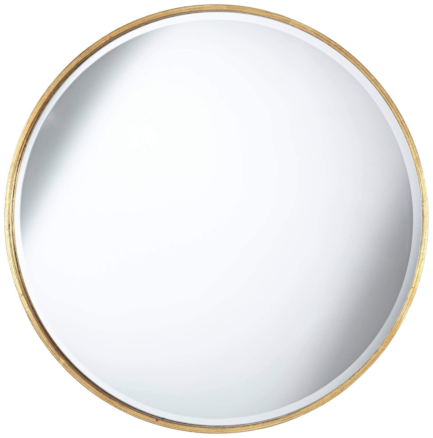 Uttermost Mayfair Round Vanity Decorative Wall Mirror Vintage Rustic Antique Gold Metal Frame Beveled Glass Edge 34" Wide for Bathroom Bedroom Living Room Home House Office Entryway