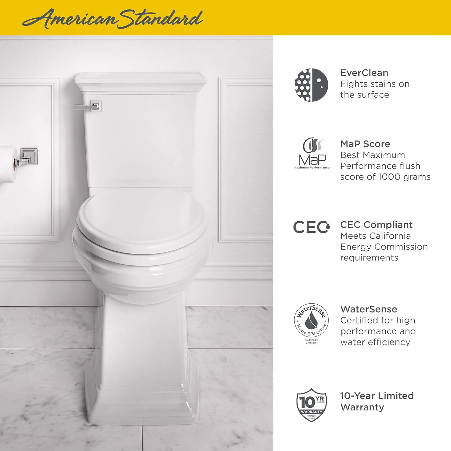 American Standard Town Square S Linen Elongated Chair height Soft Close 2-piece Toilet 12-in Rough-In WaterSense 1.28 GPF
