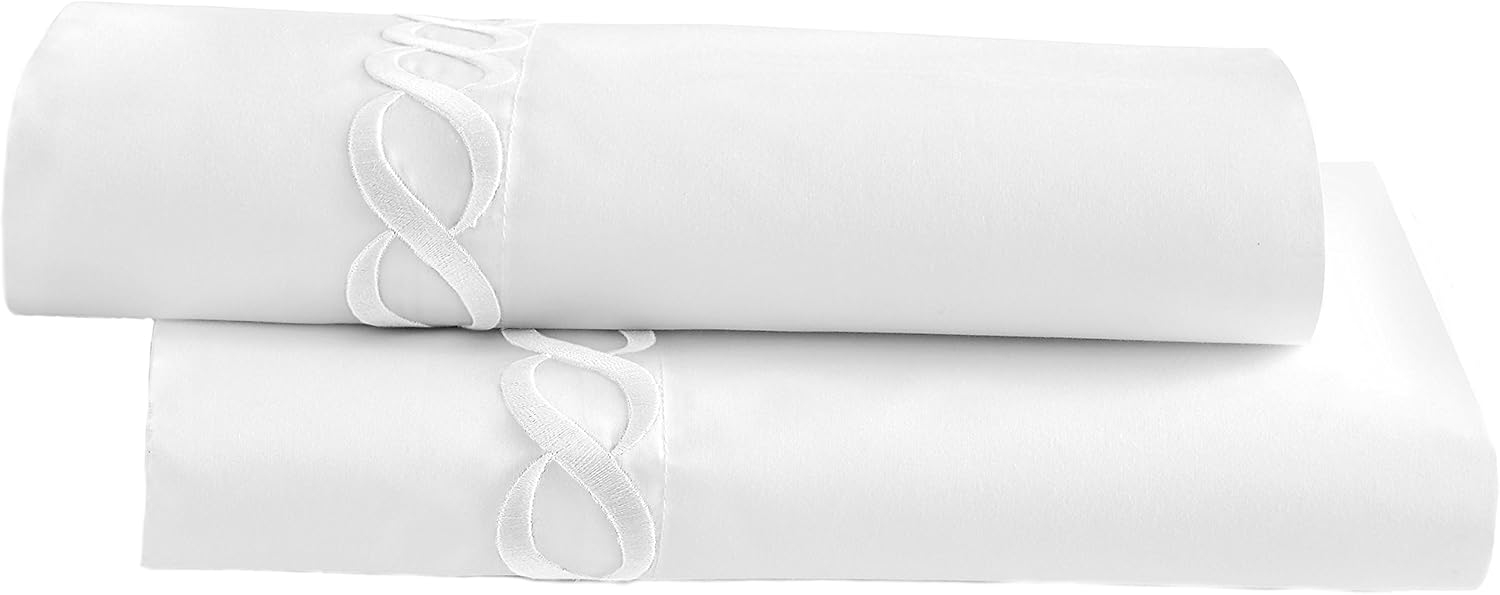 Kassatex Standard Catena Bedding Collection Pillowcase Set, White