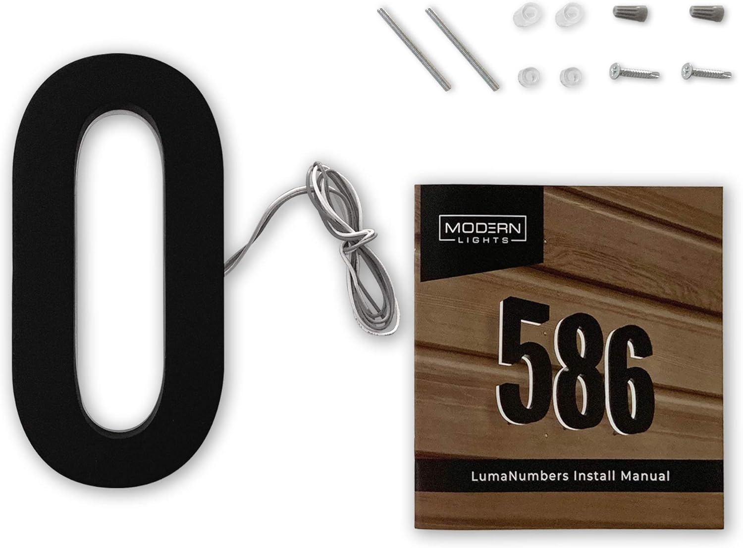 5 Inch Backlit LED House Number - Modern Stainless Steel Address Number with 6000K White Light, Acrylic Backing - 12V Powered, Mounting Plate Sold Separately - Black (Number 3)