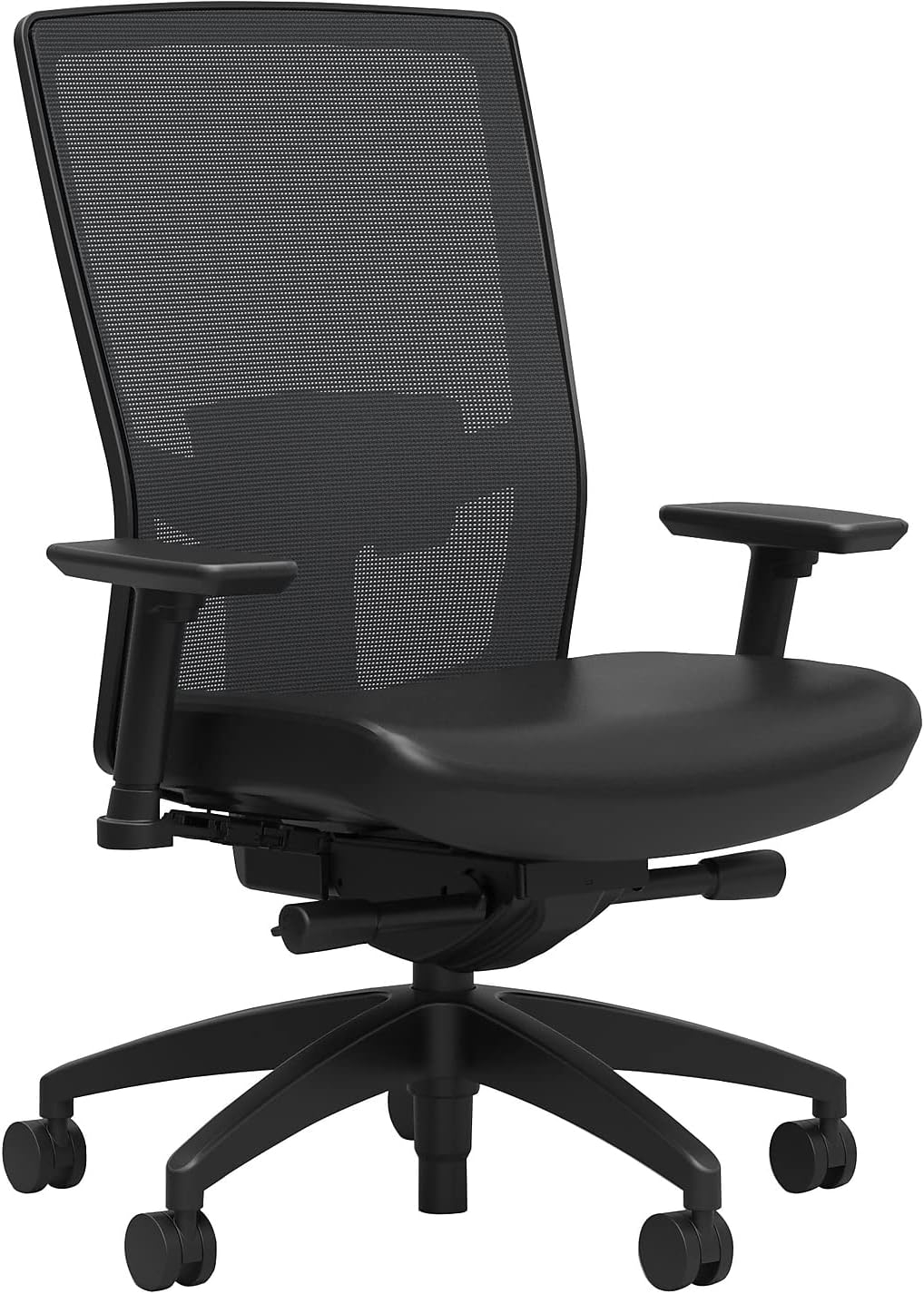Staples Workplace Series 500 Vinyl & Mesh Task Chair Black Adj Lumbar 2D Arms 2846129