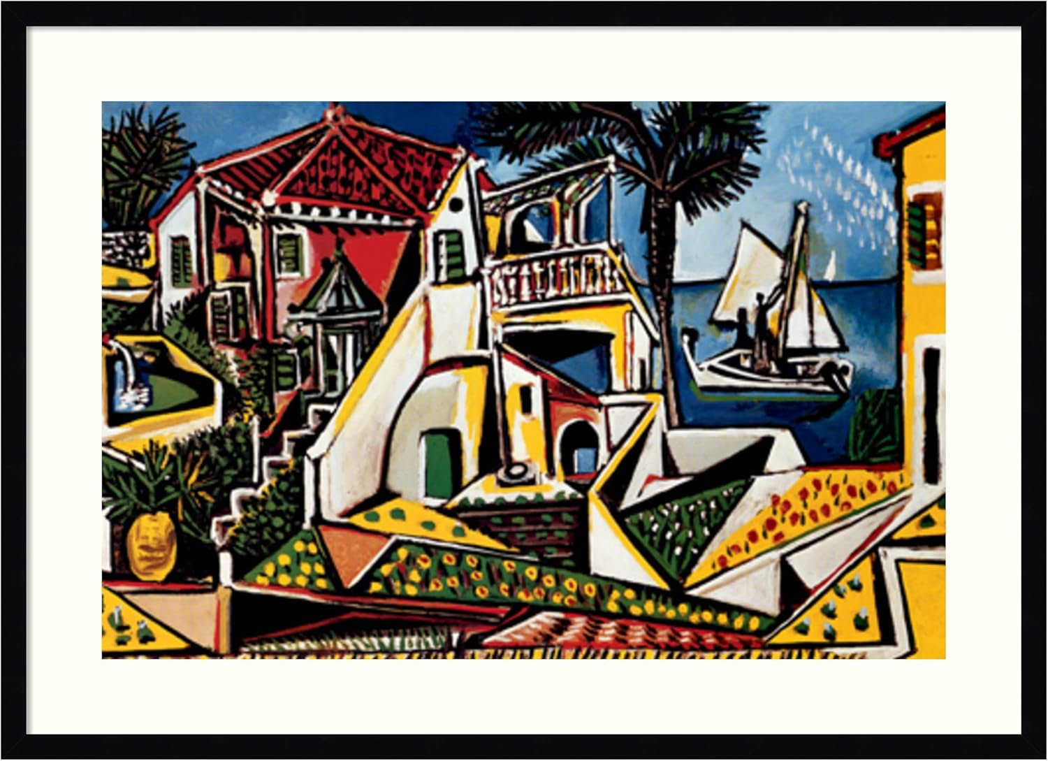 Large Black Wood Framed Abstract Cityscape Print by Pablo Picasso