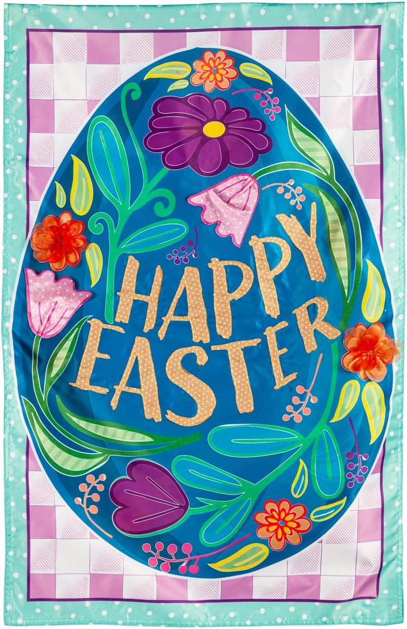Happy Easter Egg Applique House Flag