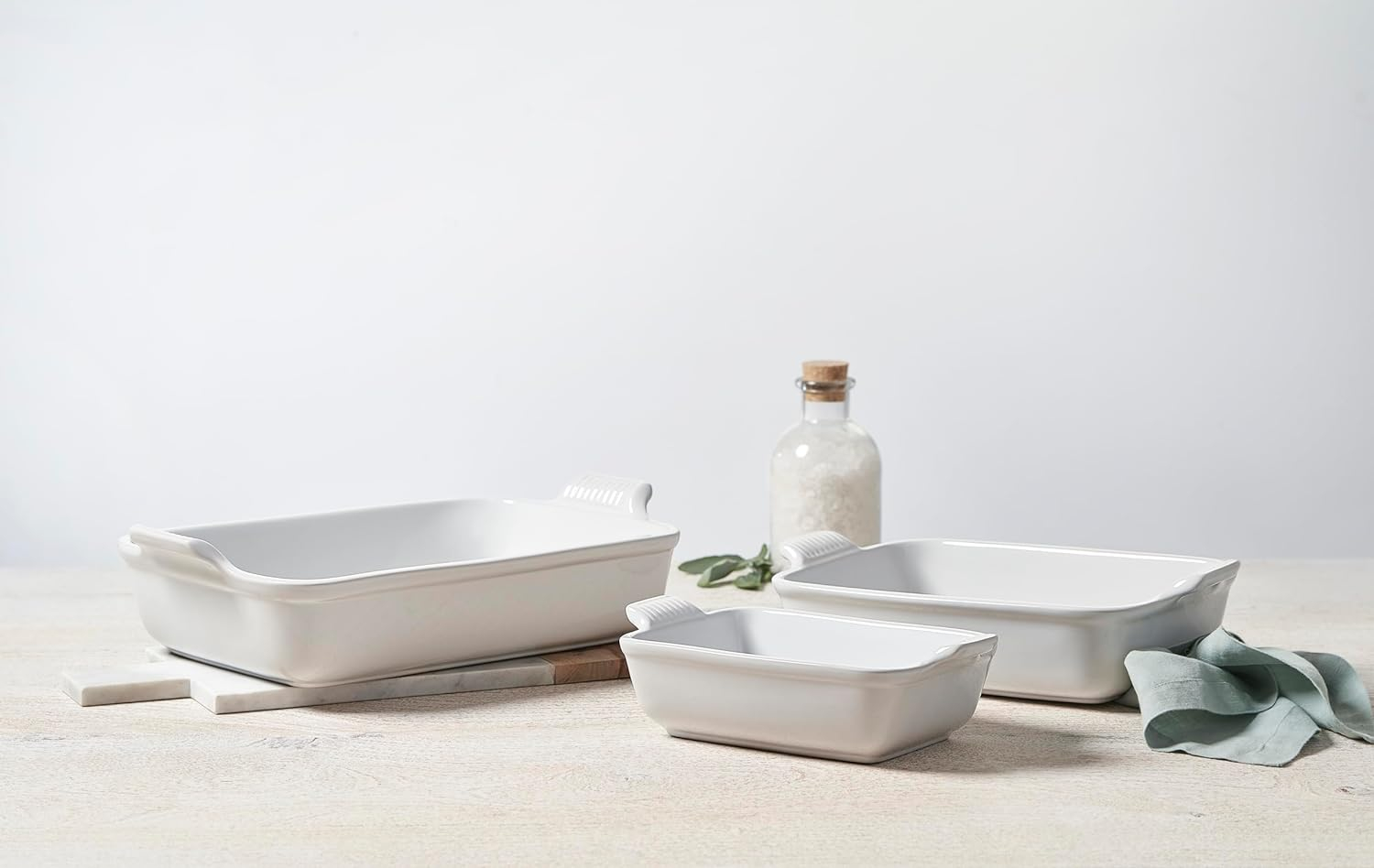 Le Creuset Stoneware Heritage Set 3 Rectangular Dishes, Peche