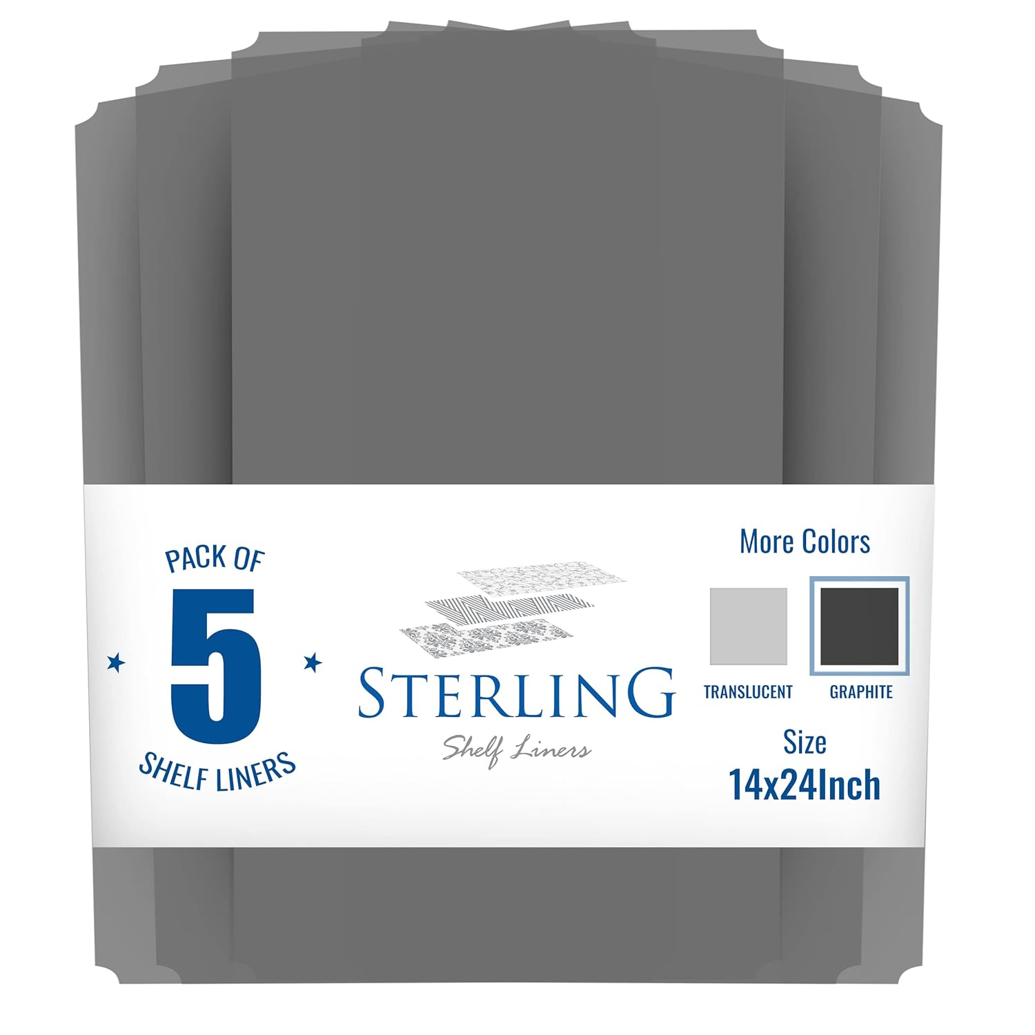 Shelf Liners for Wire Shelf System - Set of 5 in Graphite - 13.4 x 23.2 inch - Plastic Wire Shelving Shelf Mats