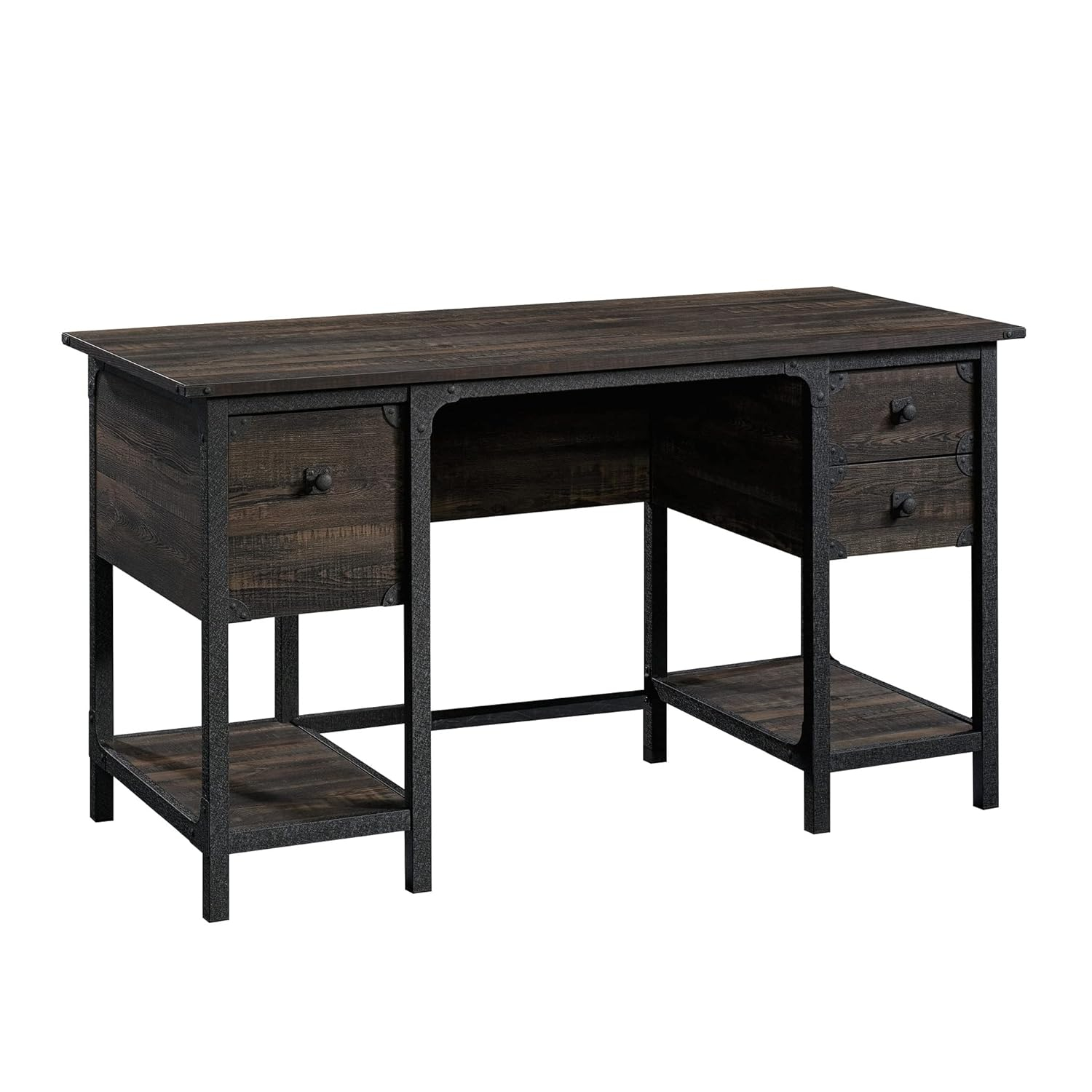 Sauder Steel River Milled Mesquite Small Desk with Drawers, Milled Mesquite Finish