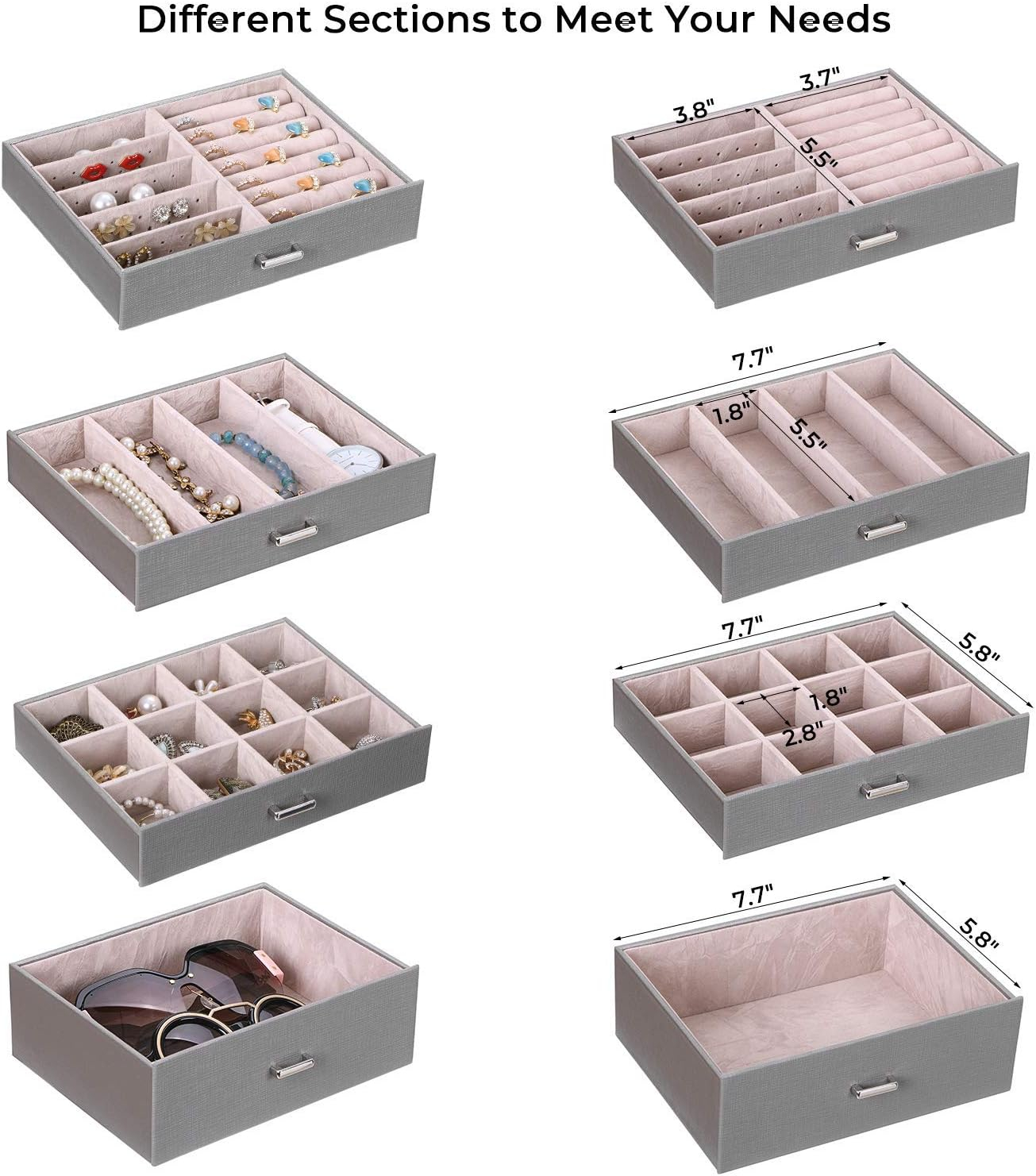 ANWBROAD Jewelry Box 5 Tier Jewelry Storage Organizer Jewelry Case with 4 Drawers with Mirror Lockable Jewelry Boxes for Women Gift for Loved Ones for Your Jewelry Sturdy UJJB003H