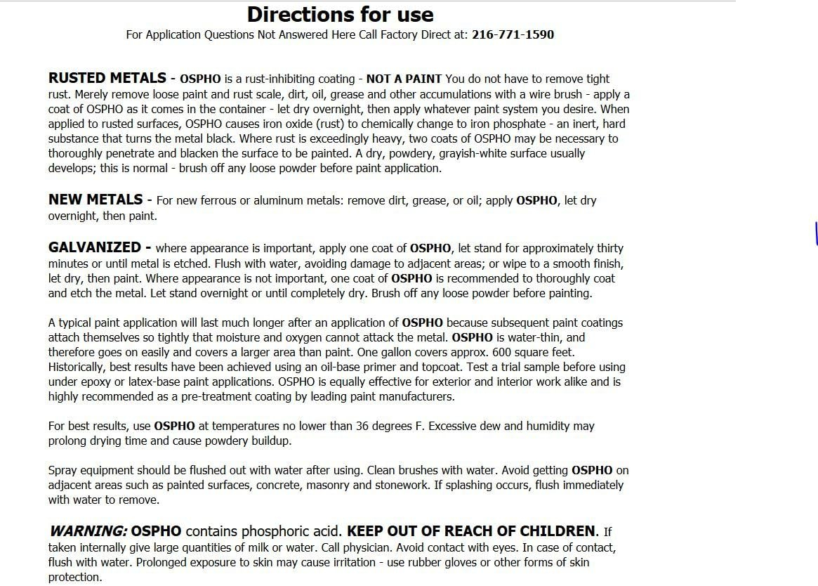 Ospho Green Quart Metal Treatment for Rusted Surfaces