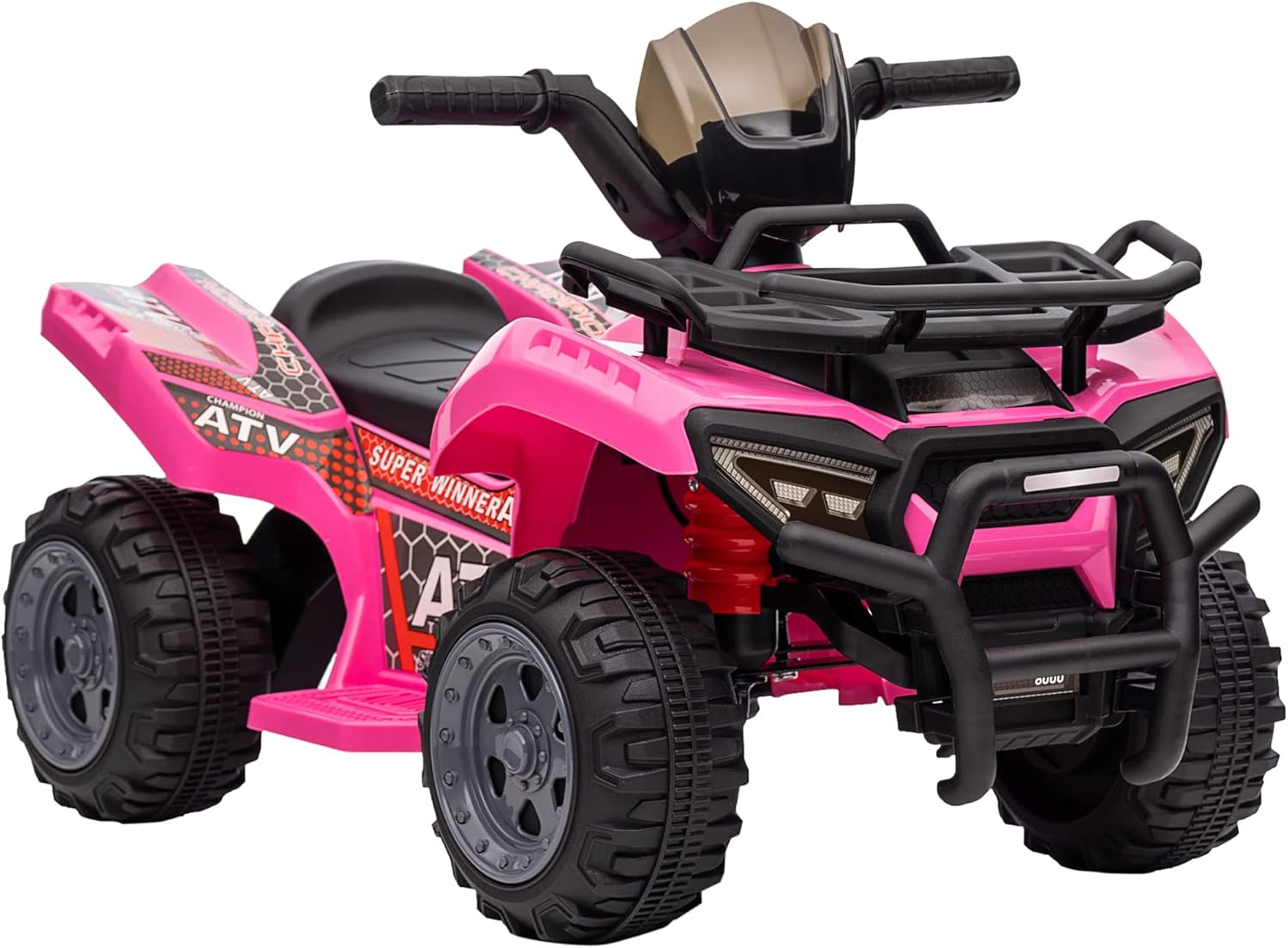 Aosom Kids Ride-on ATV Four Wheeler Car with Music, 6V Battery Powered Motorcycle for 18-36 Months, Black