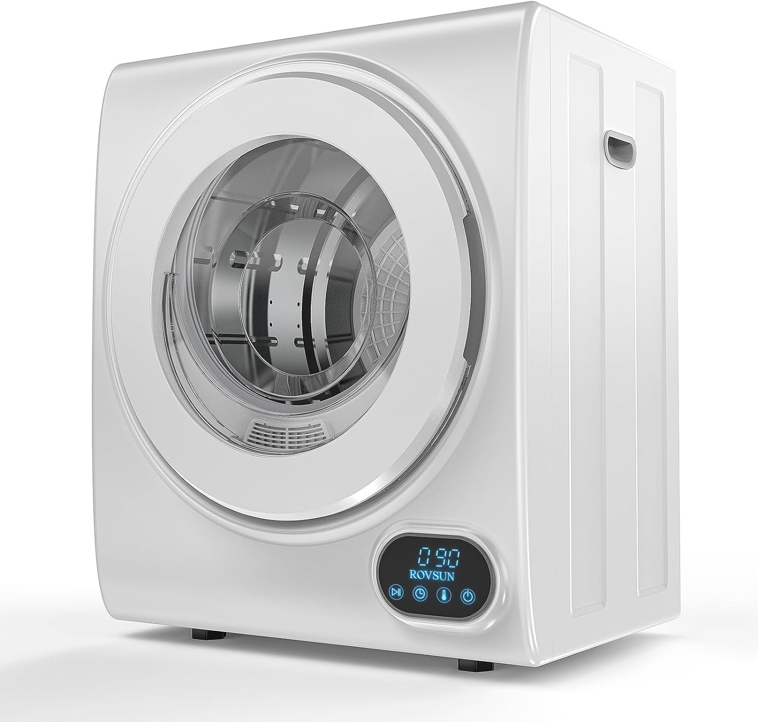 Compact White Portable Front Load Dryer with Stainless Steel Drum