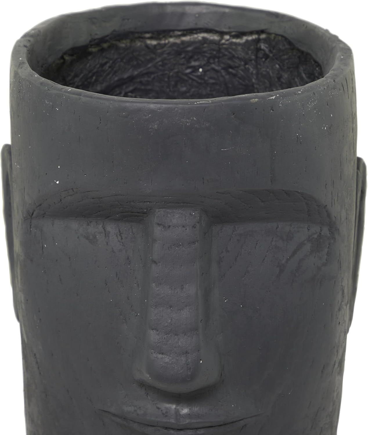 Deco 79 Magnesium Oxide Face Indoor Outdoor Planter Easter Island Large Planter Pot, Planter 13" x 14" x 18", Dark Gray