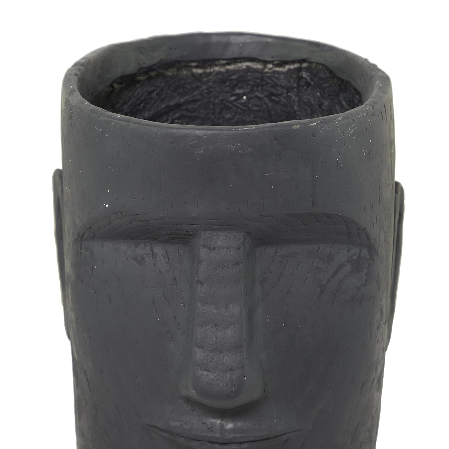 Deco 79 Magnesium Oxide Face Indoor Outdoor Planter Easter Island Large Planter Pot, Planter 13" x 14" x 18", Dark Gray