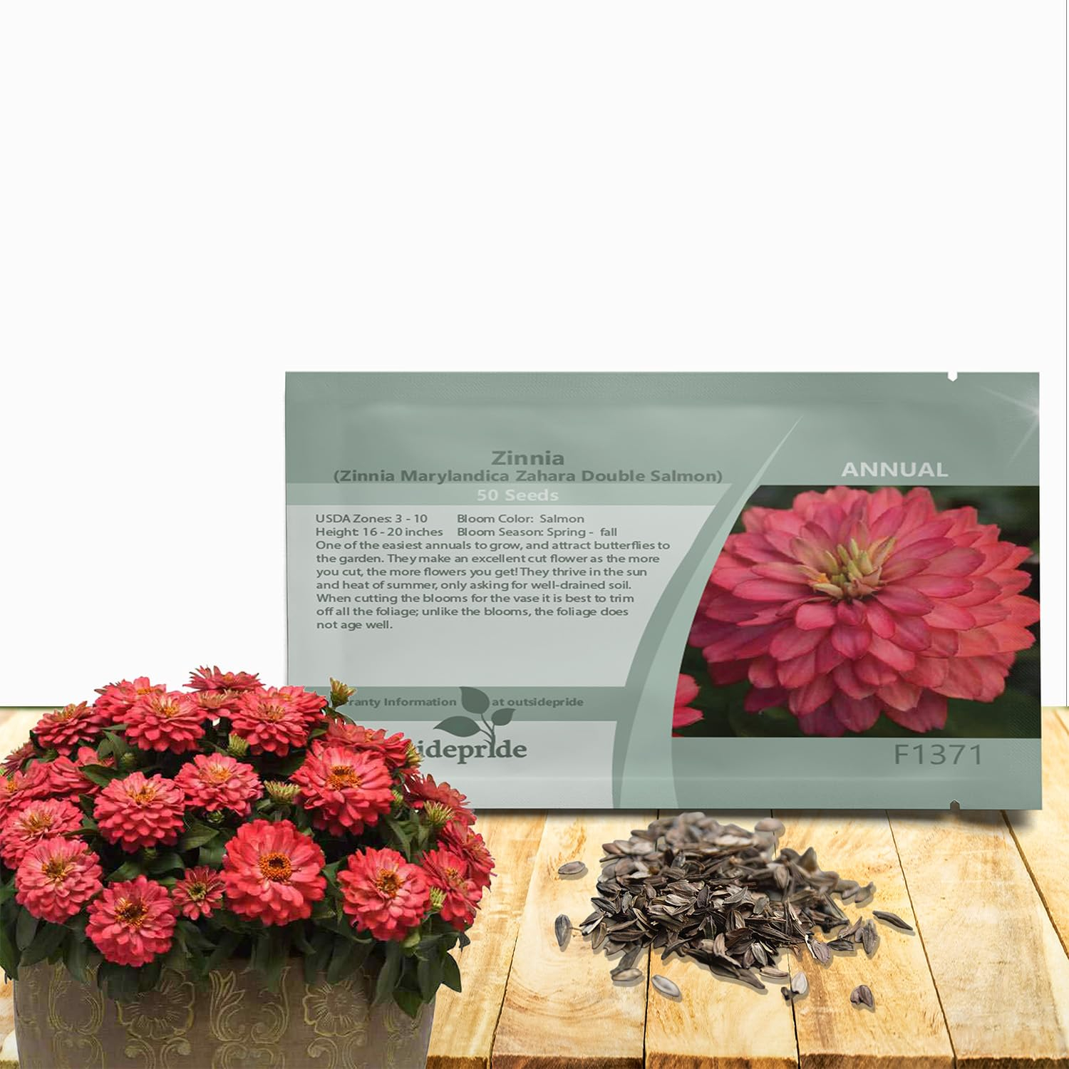 Zahara Double Salmon Zinnia Seeds for Vibrant Outdoor Gardens