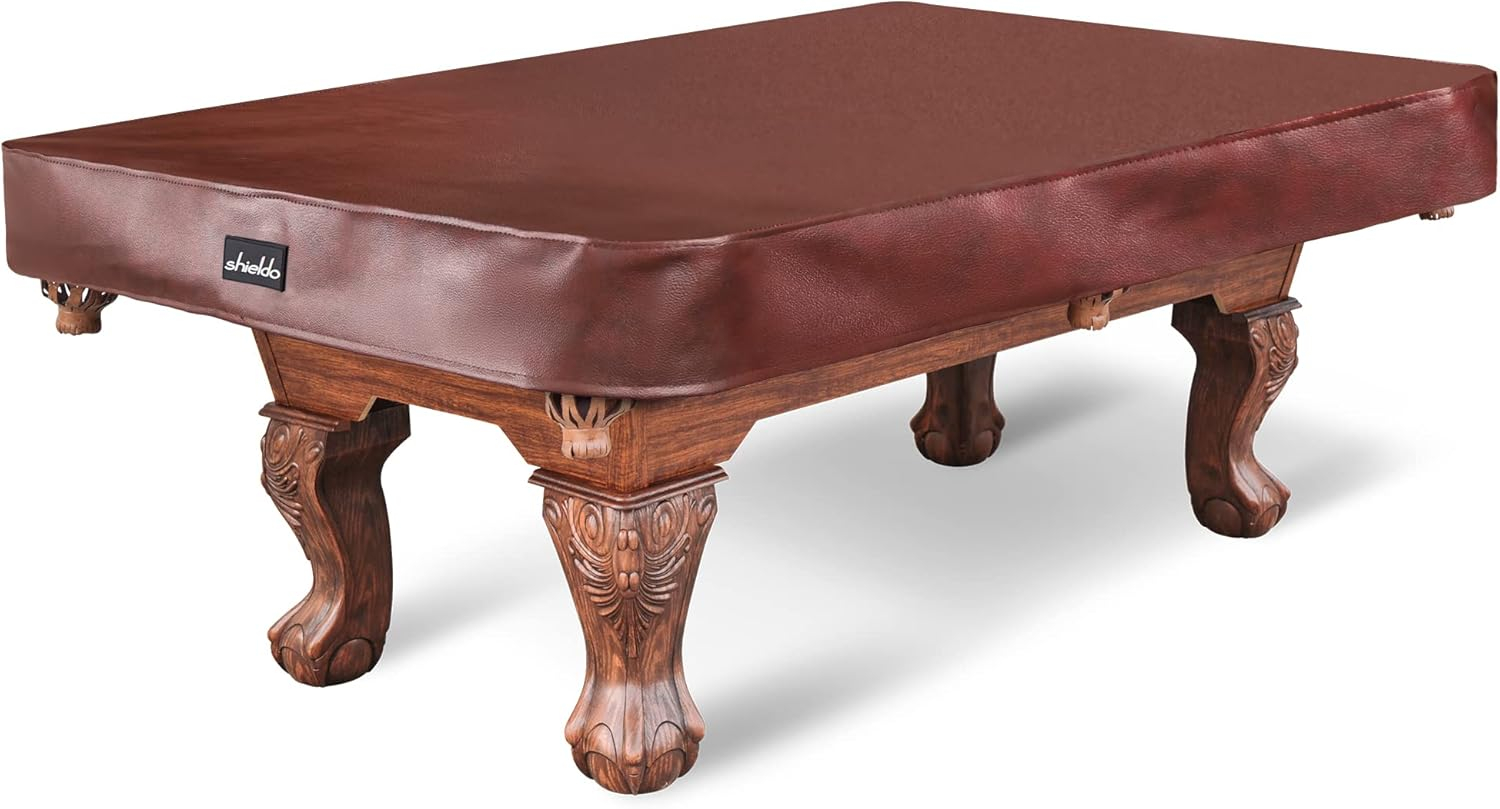 Heavy Duty Leatherette Billiard Pool Table Cover,Waterproof&Tearproof Cover for Pool Table,7/8/9 Foot Fitted(7FT/Brown)