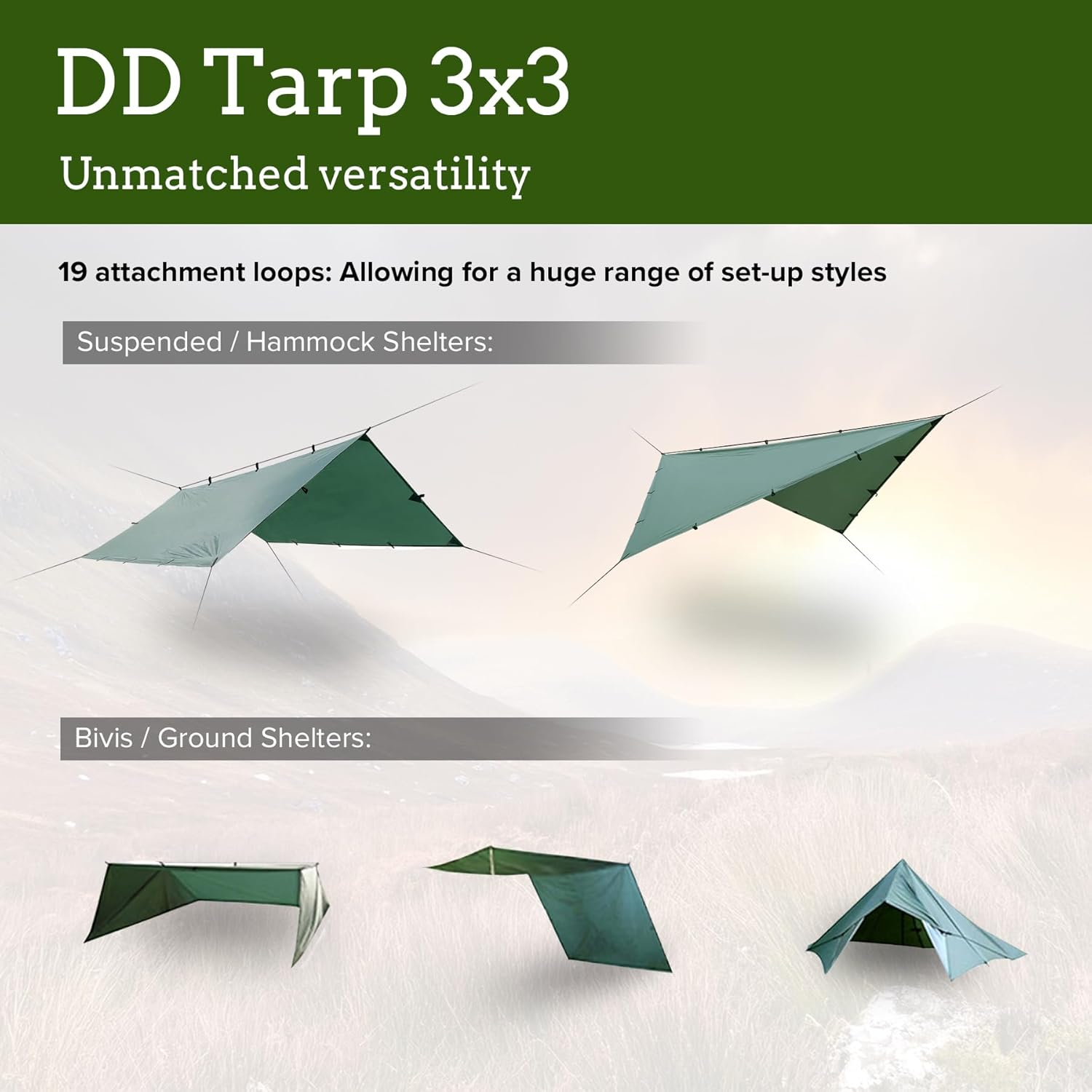 DD Hammocks - DD Tarp 3x3 - Olive Green: 10ft x 10ft