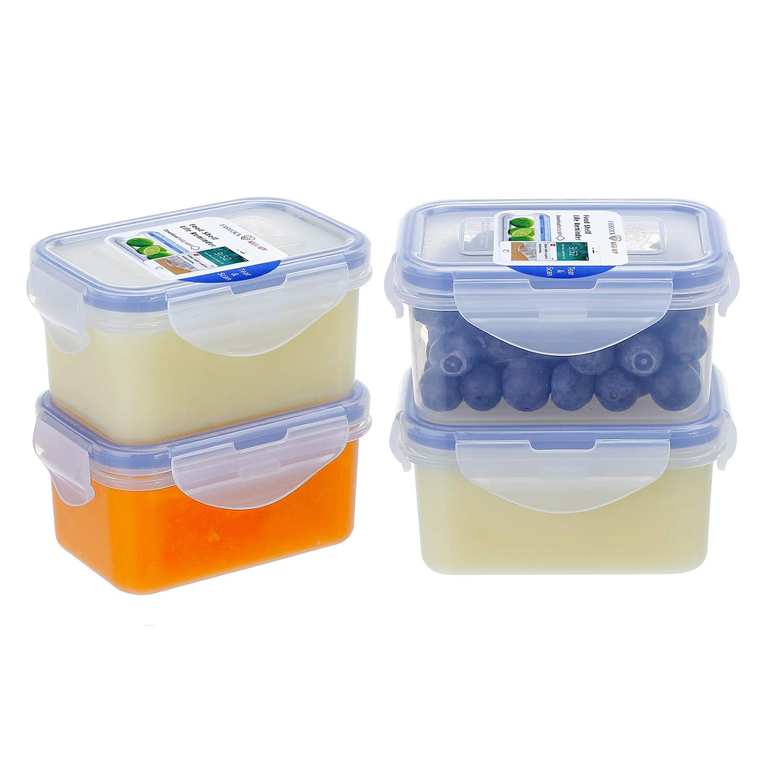 KIGI 4 PACK 6OZ Plastic Small Containers with Lid Portion Control Mini Bento Box Leaf-proof To-go Container Salad