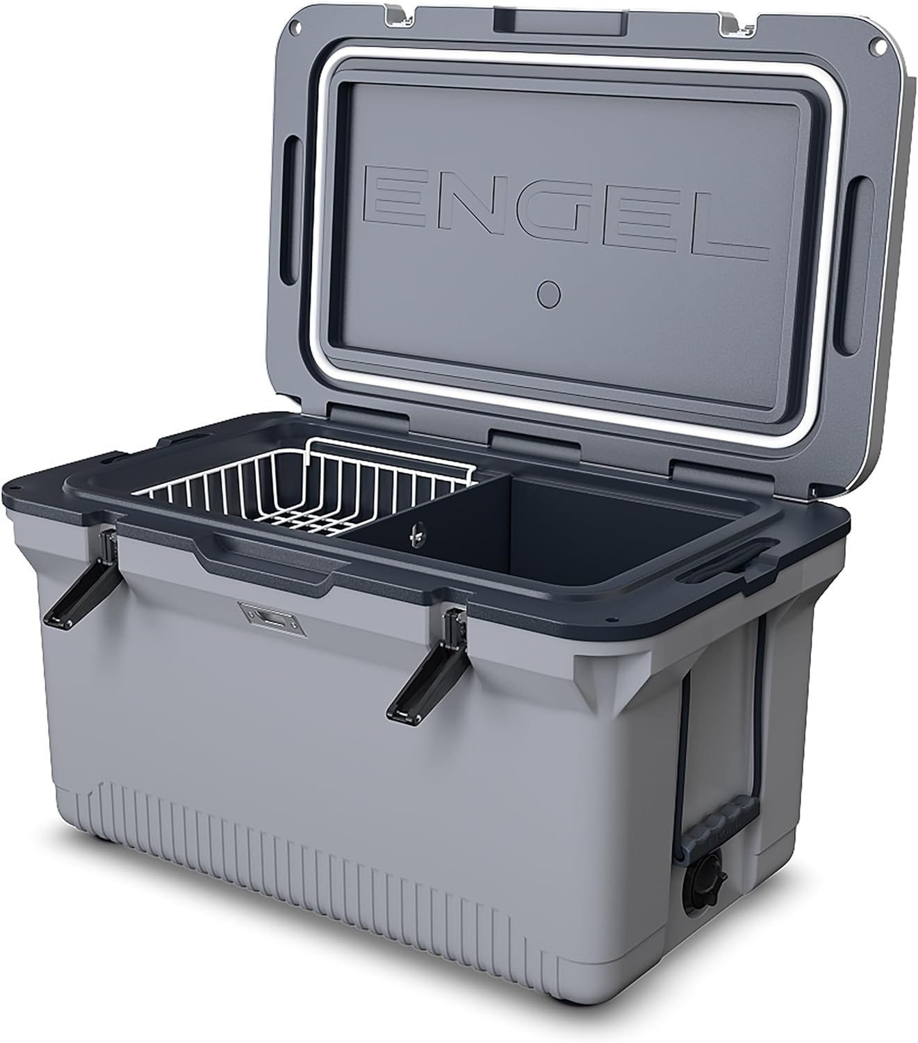 ENGEL 60 Qt UltraLite Cooler With Wire Basket and Divider - Haze Gray