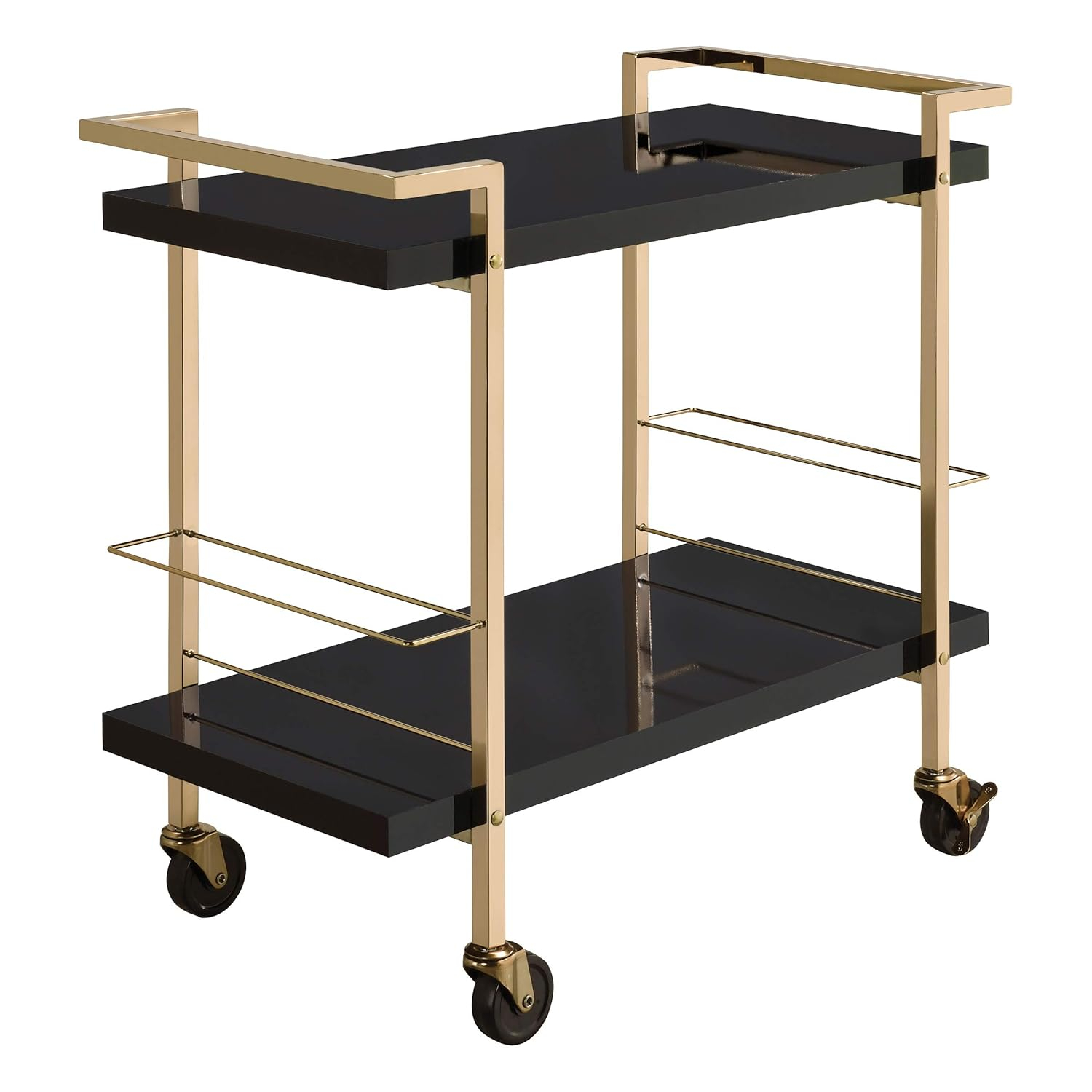 Alios Serving Cart in Black Metal and Gold Frame