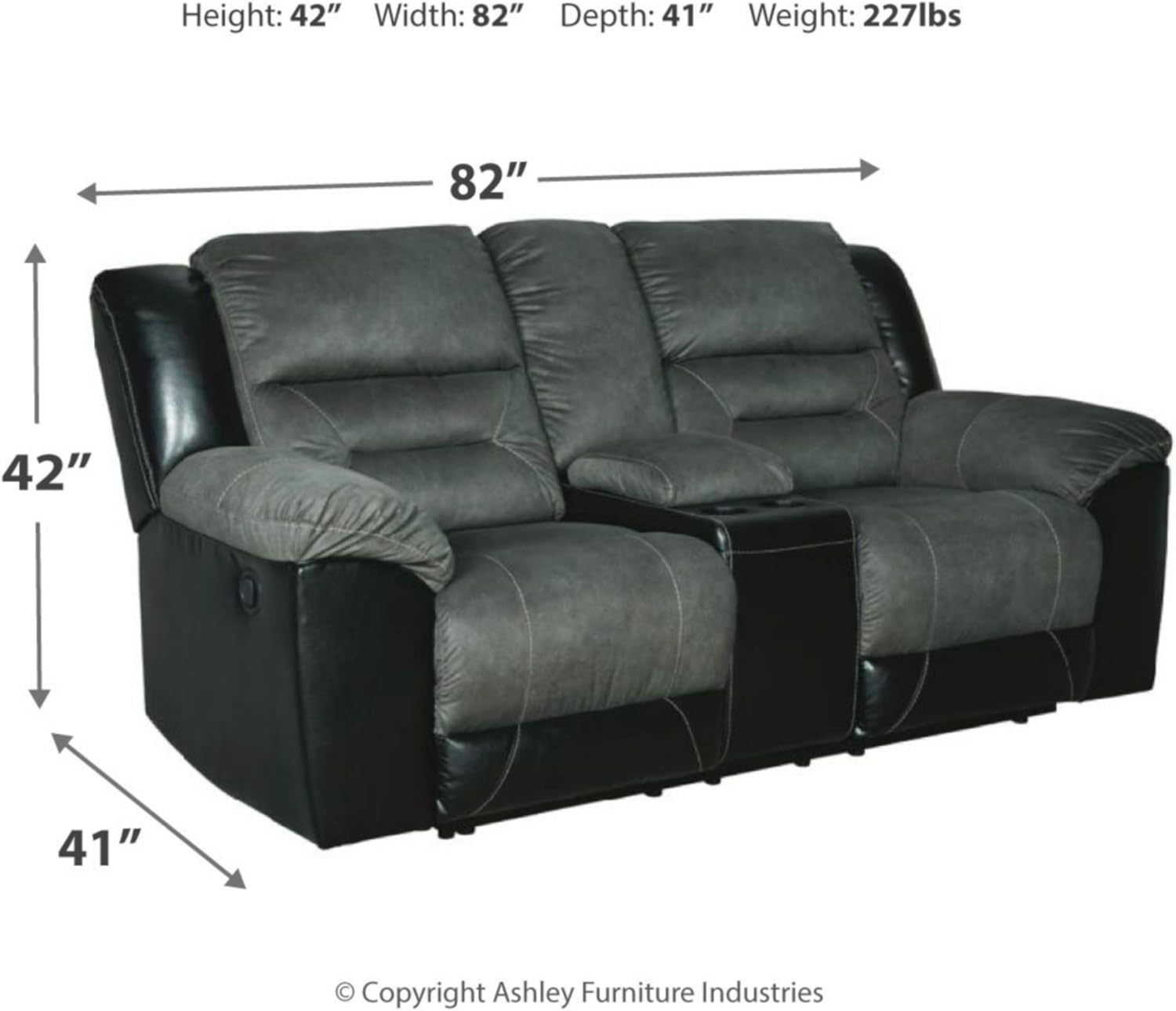 Signature Design by Ashley Earhart Reclining Loveseat with Console in Slate