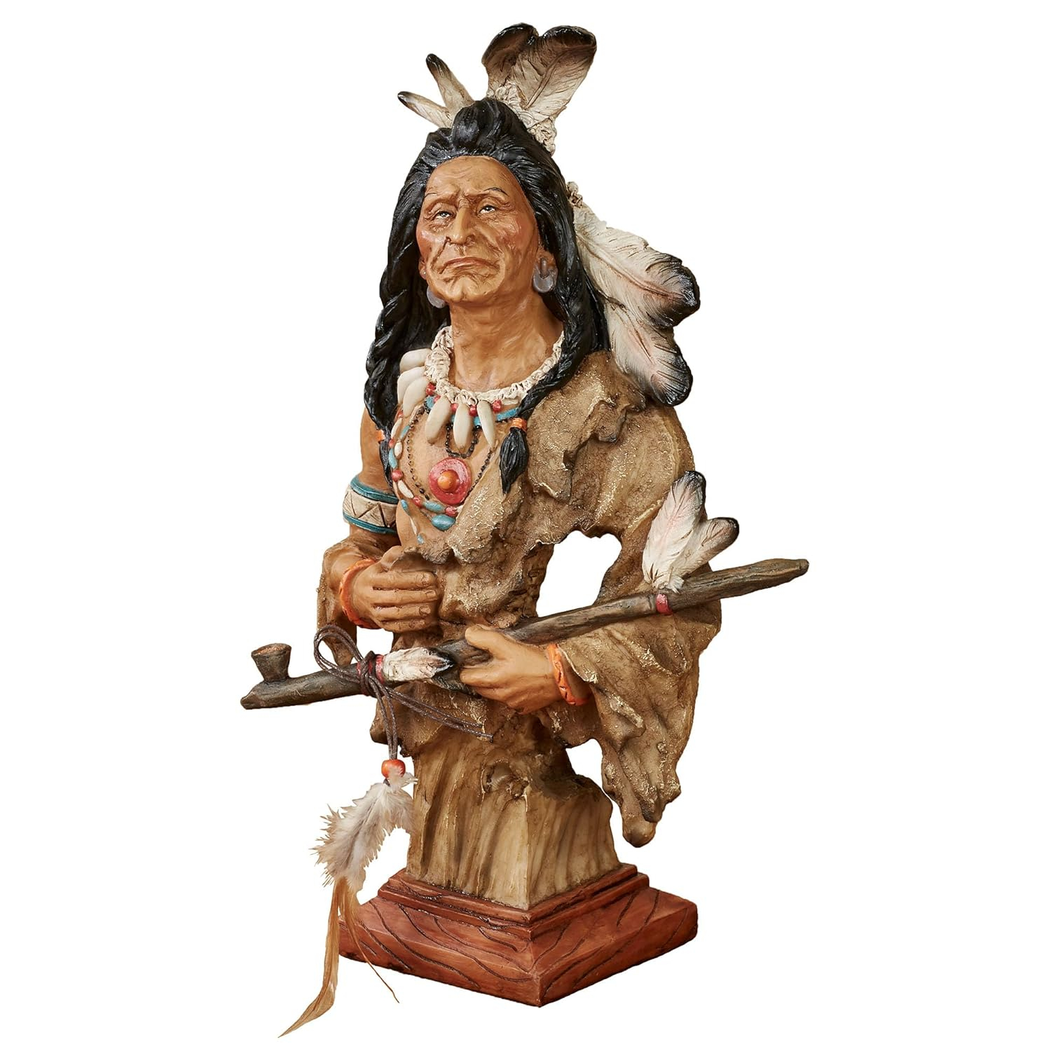 Textured Earth Tones Resin Warrior Table Sculpture