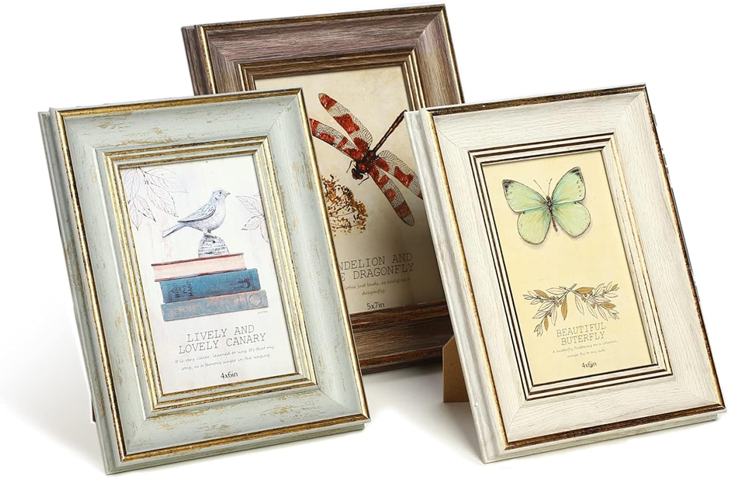 XUANLUO 3 Pack 4x6 Inch Farmhouse Rustic Picture Frame Sets Distressed Farmhouse Plastic Frame with HD plastic cover for Wall Mount or Tabletop Display