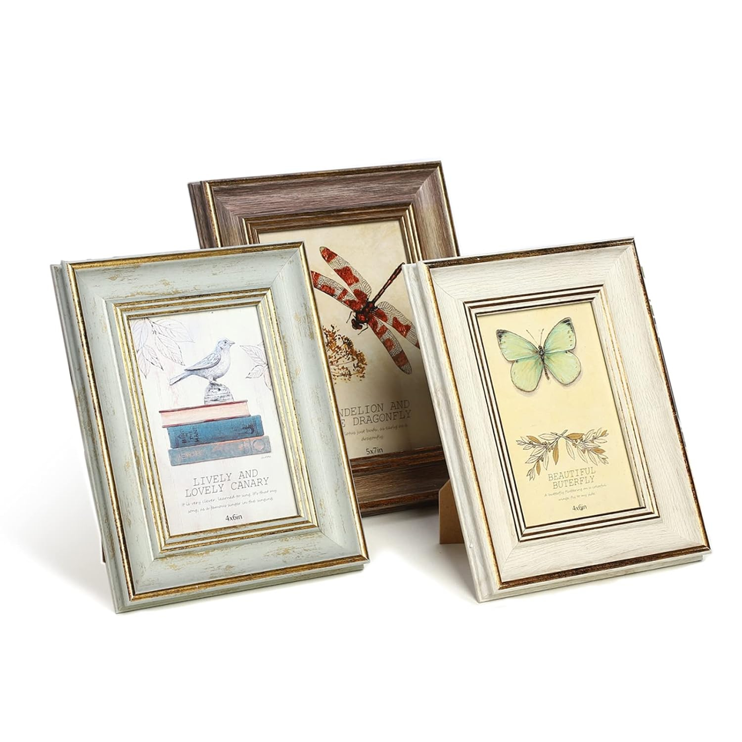 XUANLUO 3 Pack 4x6 Inch Farmhouse Rustic Picture Frame Sets Distressed Farmhouse Plastic Frame with HD plastic cover for Wall Mount or Tabletop Display