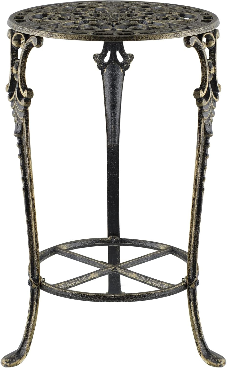 MDLUU Cast Iron Potted Plant Stand 18.8 Inch Tall, 2-Tier Planter Rack, Heavy Duty Flower Pot Holder for Living Room, Bedroom, Kitchen (Bronze)