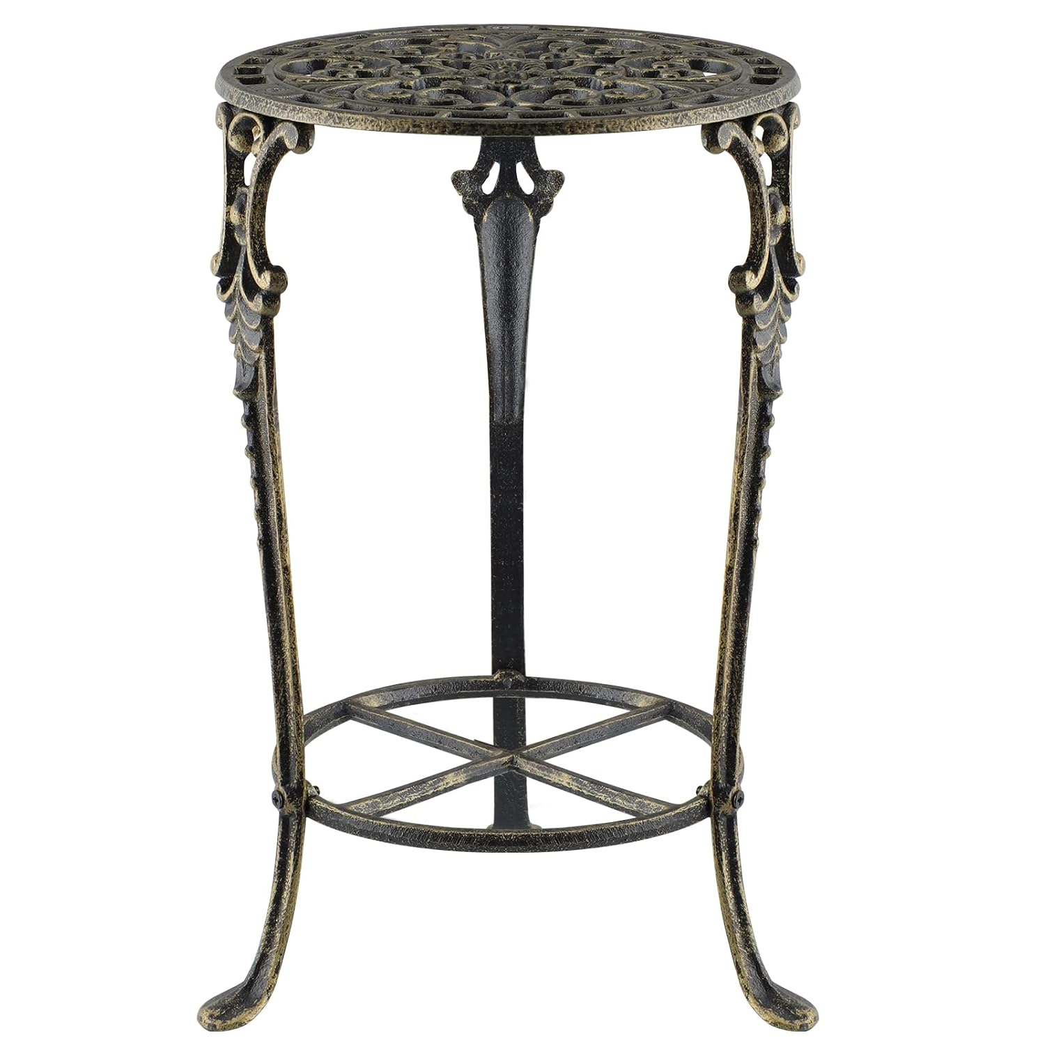 MDLUU Cast Iron Potted Plant Stand 18.8 Inch Tall, 2-Tier Planter Rack, Heavy Duty Flower Pot Holder for Living Room, Bedroom, Kitchen (Bronze)