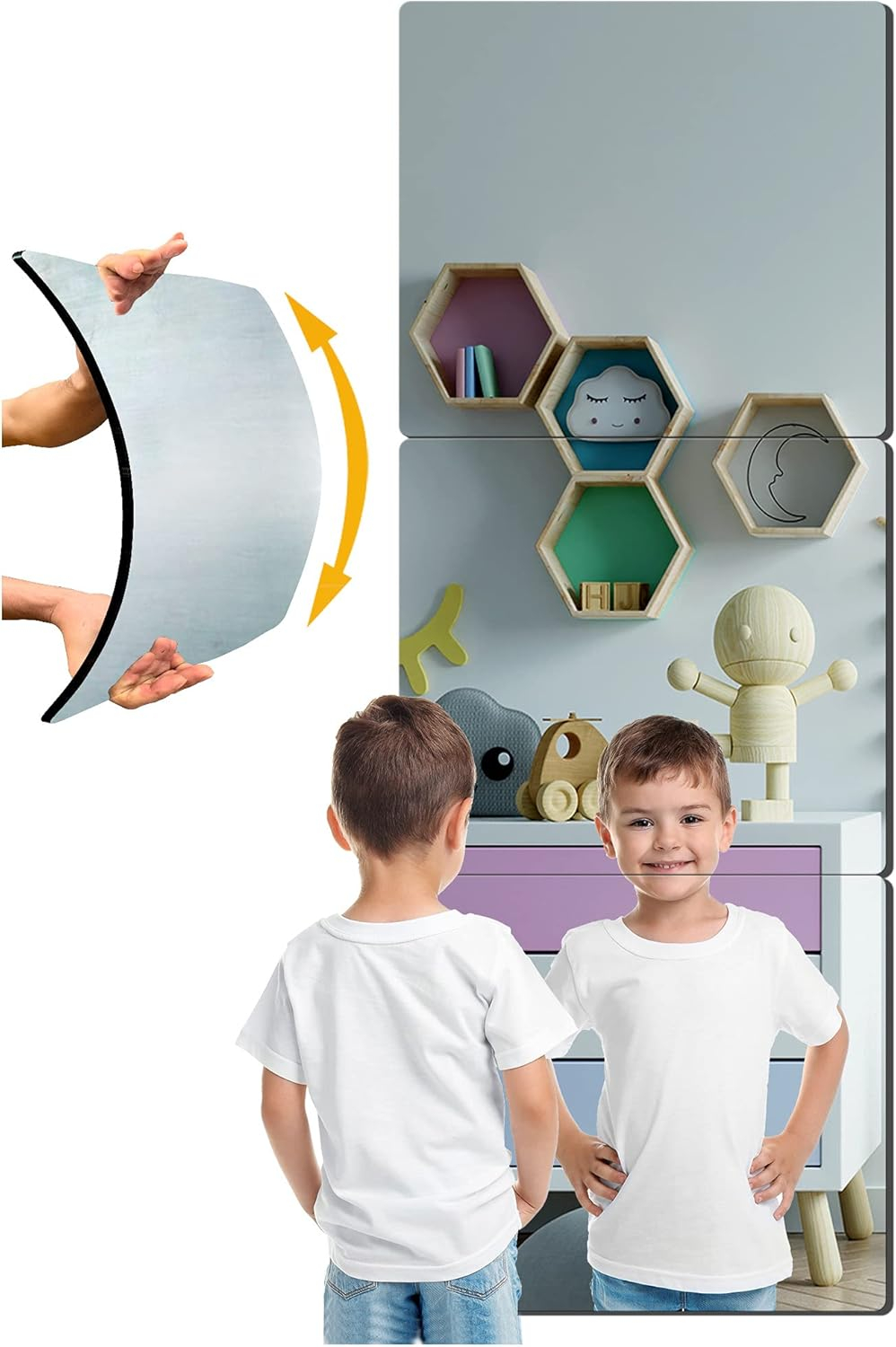N\C Plexiglass Acrylic Soft Mirror Non-Glass shatterproof Mirror Full Length Mirror Wall Mirror Frameless Home Fitness Mirror 4 Pcs 12"x12" cyhqo