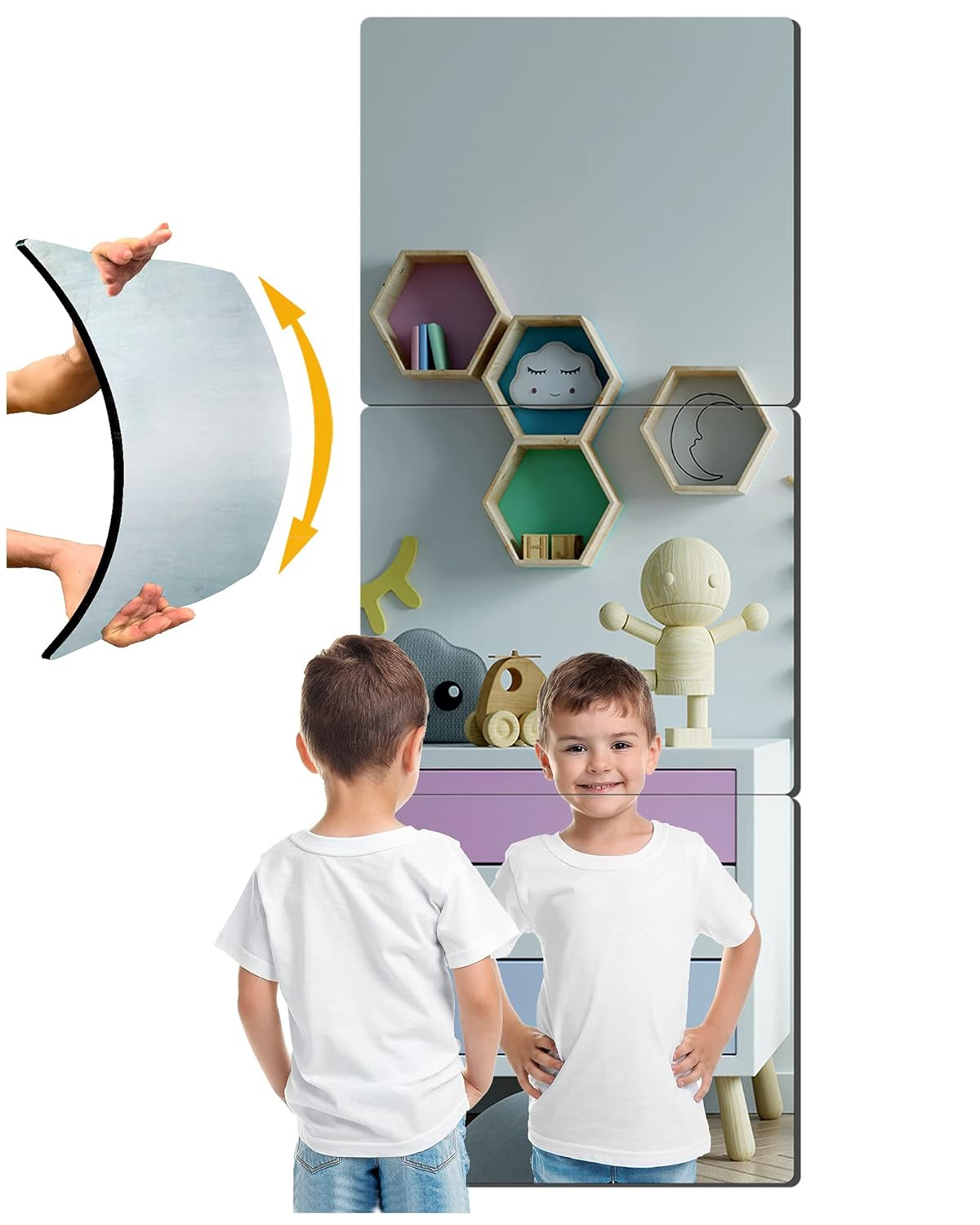 N\C Plexiglass Acrylic Soft Mirror Non-Glass shatterproof Mirror Full Length Mirror Wall Mirror Frameless Home Fitness Mirror 4 Pcs 12"x12" cyhqo