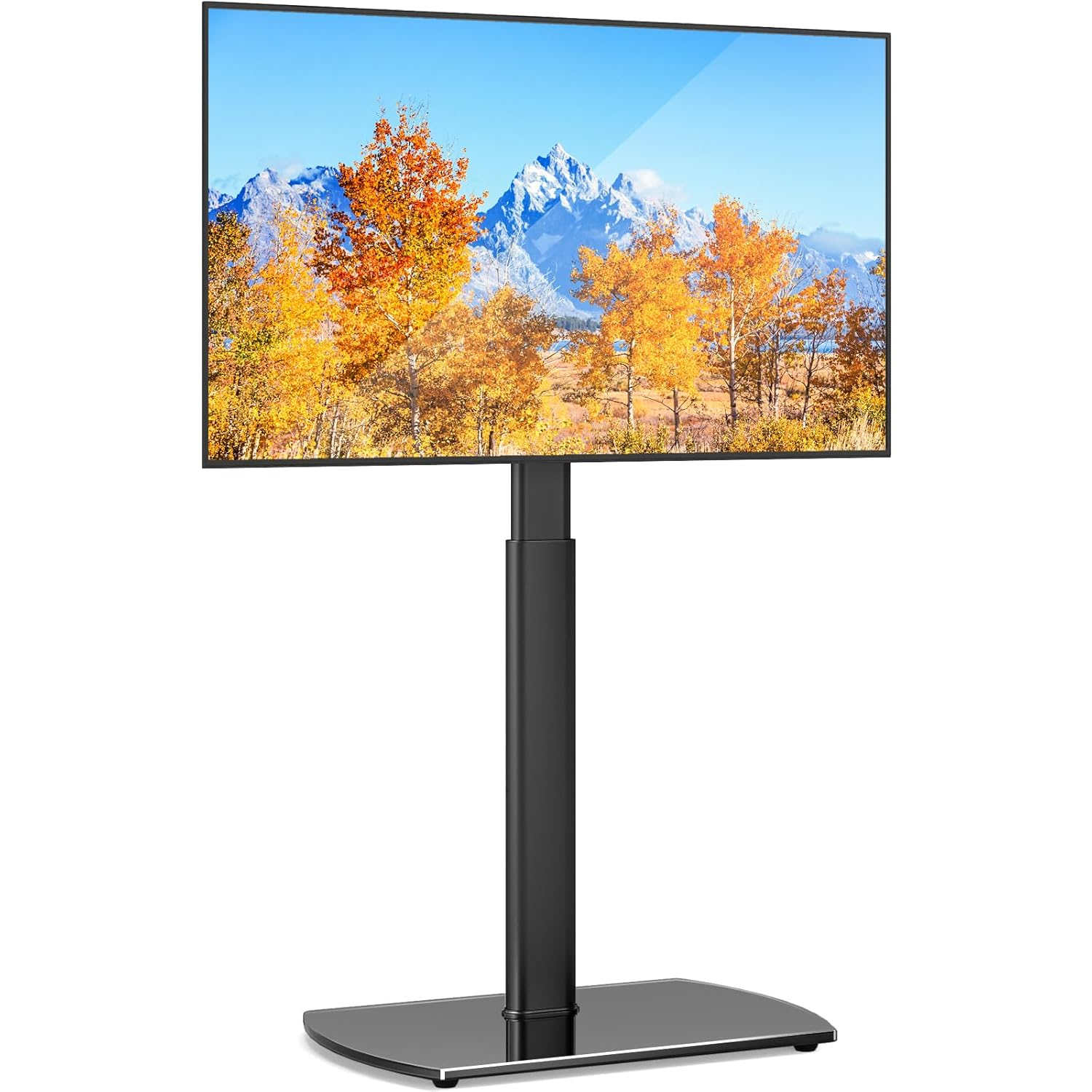 YOMT Universal TV Floor Stand with Mount for 27-70 Inch LCD LED OLED TVs, Swivel Height Adjustable Tall TV Stand, Space Saving Design for Corner Bedroom Living Room, Black