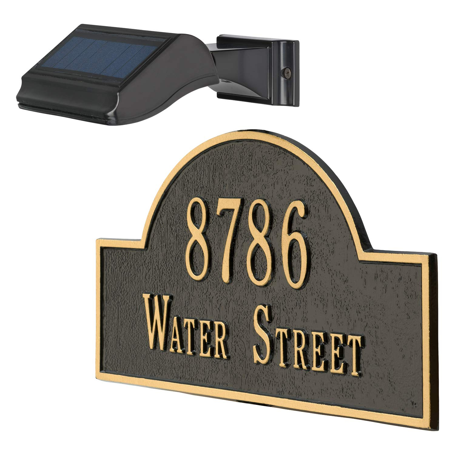 Whitehall Products 14247 Illuminator Solar Address Standard Wall Lamp - Black