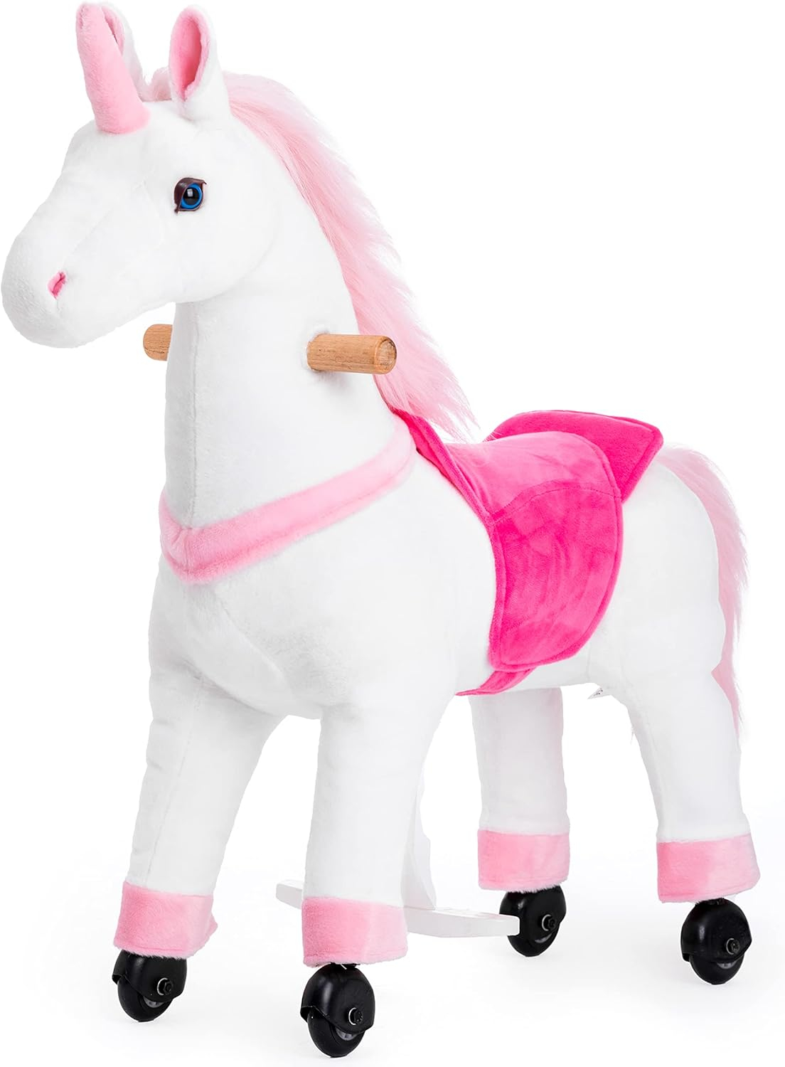 JoJoPooNy Ride on Unicorn Toys for Girls, Ride on Horse Riding Pony for Children 3-6 Years Old, Rideable Plush Walking Horse Animal with Wheels