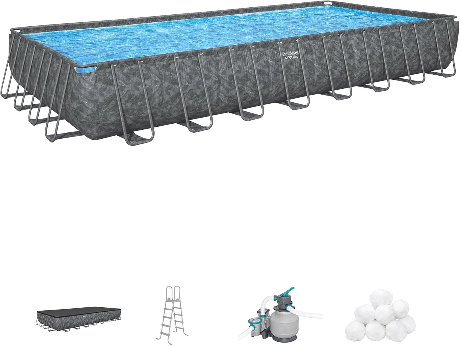 Bestway APX 365 Rectangular Above Ground Pool Set, 31'4" x 16' x 52"