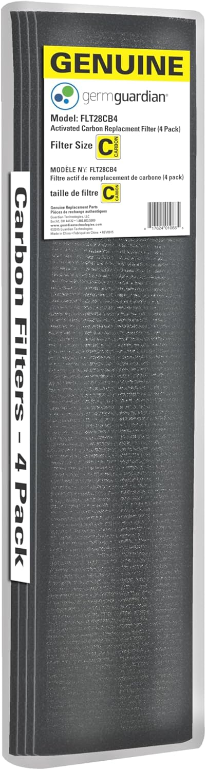 GermGuardian Air Purifier Replacement Filter, FLT28CB4, Activated Carbon, 4-Pack, AC5000 Series