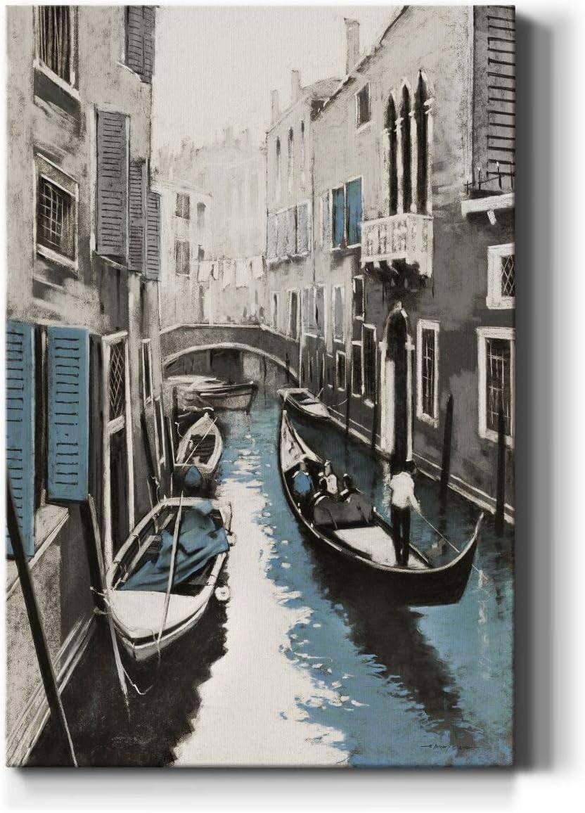 Renditions Gallery Canvas Architectural Artwork for Office Gandola Ride in Venice Water Streets Abstract Hanging Paintings for Bedroom Living Room Office Wall Decor - 8"X12" LT15
