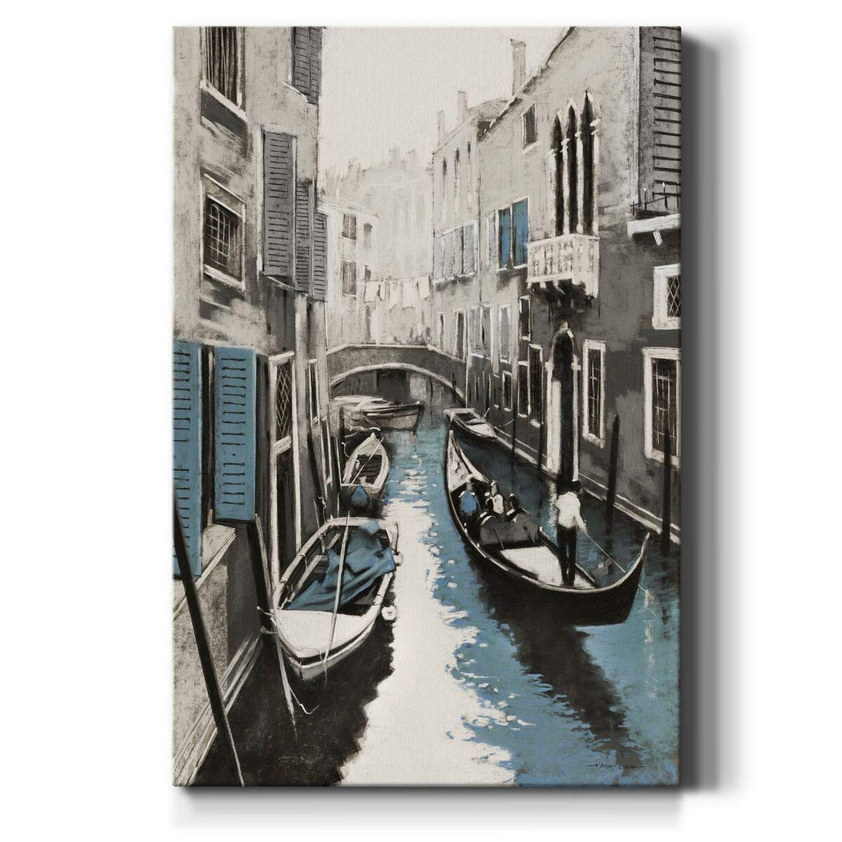 Renditions Gallery Canvas Architectural Artwork for Office Gandola Ride in Venice Water Streets Abstract Hanging Paintings for Bedroom Living Room Office Wall Decor - 8"X12" LT15
