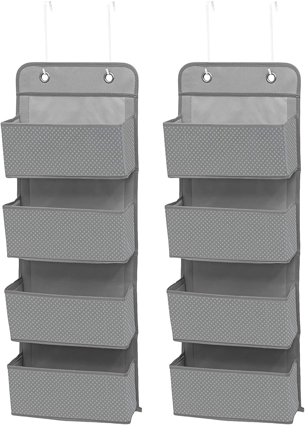 Delta Children 4 Pocket Over The Door Hanging Organizer - 2 Pack, Easy Storage/Organization Solution - Versatile and Accessible in Any Room in the House, Dove Grey