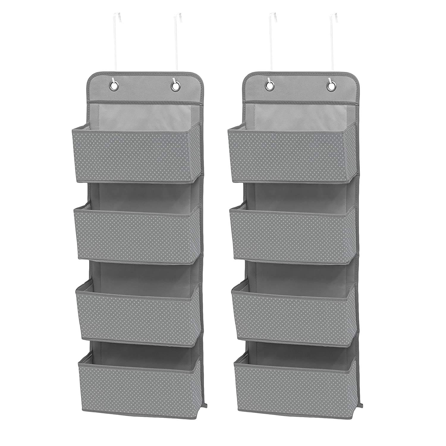 Delta Children 4 Pocket Over The Door Hanging Organizer - 2 Pack, Easy Storage/Organization Solution - Versatile and Accessible in Any Room in the House, Dove Grey