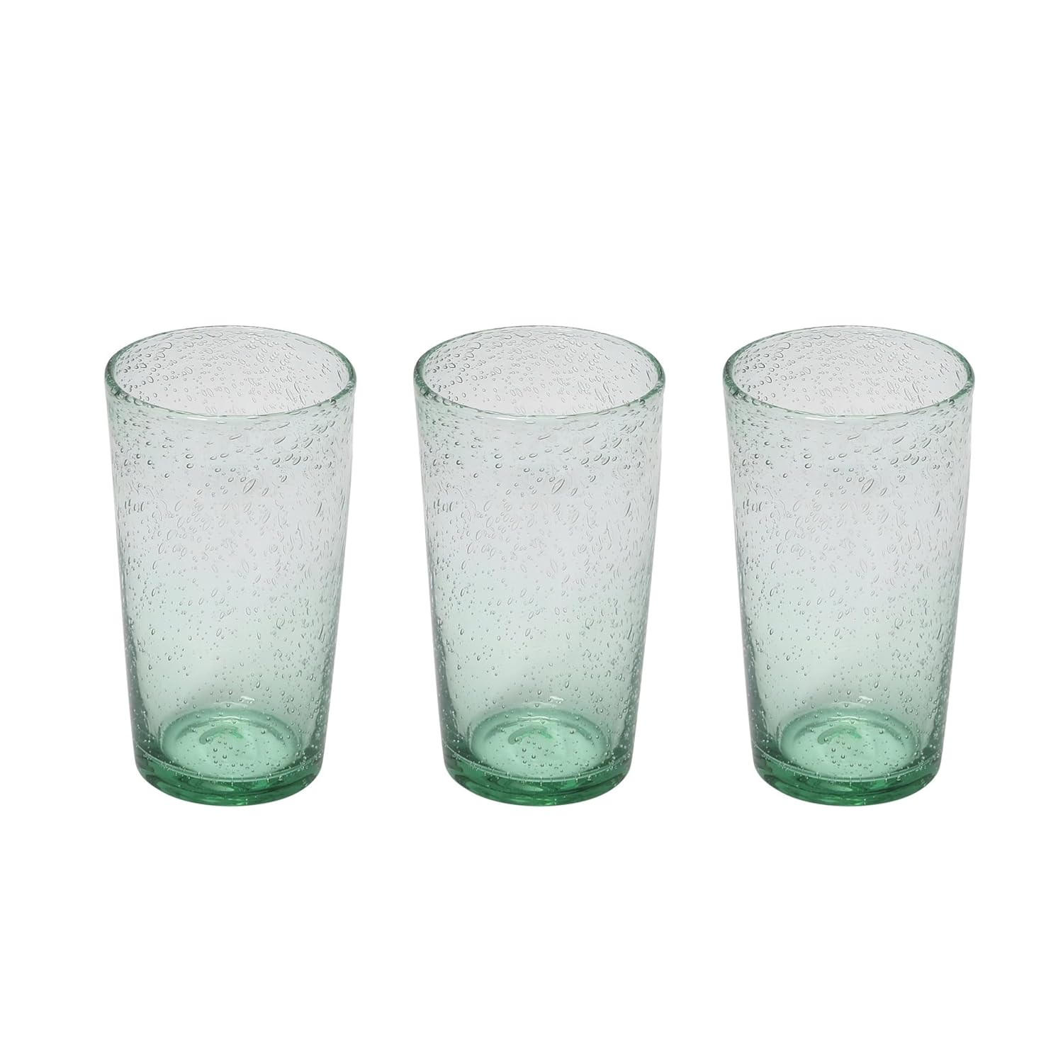 Clear Bubble Glass Drinking Tumblers Set of 3