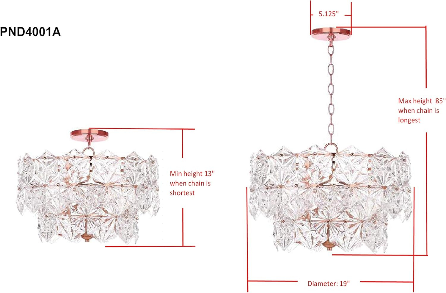 Sia 4 Light 19" Pendant - PND4001 - Clear/Copper - Safavieh