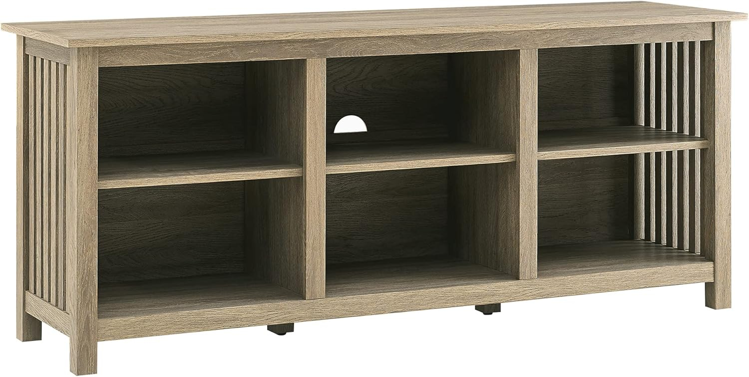 Walker Edison Prado Mission-Style Slat-Side Stand for TVs up to 65 Inches, Driftwood