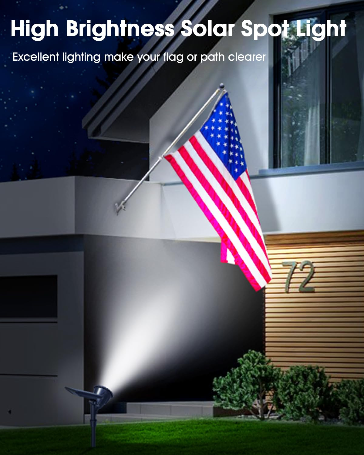 DBF Solar Outdoor Lights, 600LM Solar Spot Lights Outdoor Waterproof, 2-in-1 Adjustable Landscape Spotlights LED Flag Pole Light for Garden Yard Patio Driveway Garage Pool(Cool White, 2 Pack)