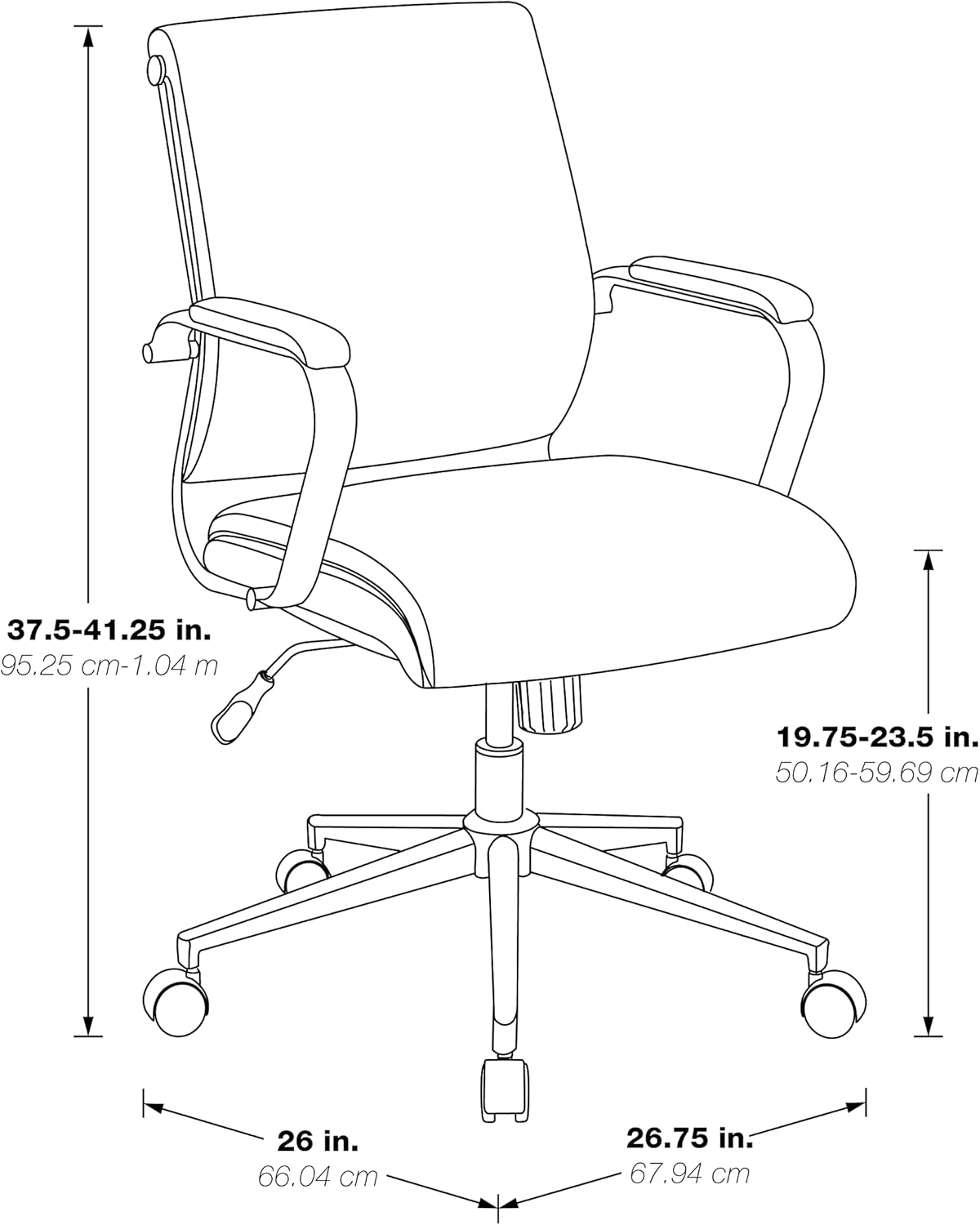 Mid Back Manager's Chair with Dillon Black Fabric and Chrome Base