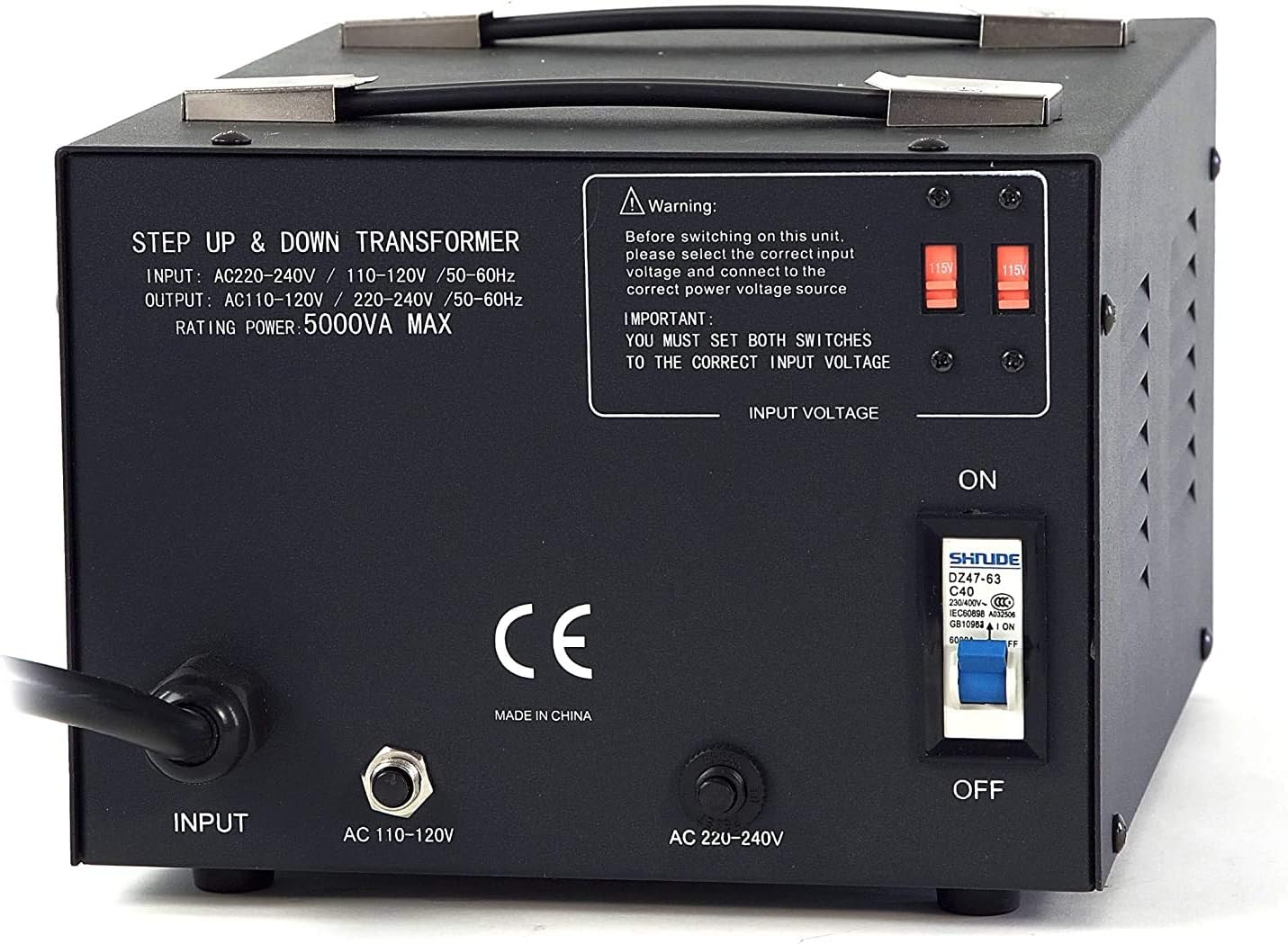 LT Series 5000 Watt Voltage Converter Transformer Step Up/Down - 110v to 220v / 220v to 110v Power Converter - Fully Grounded Cord - Universal Socket, CE Certified
