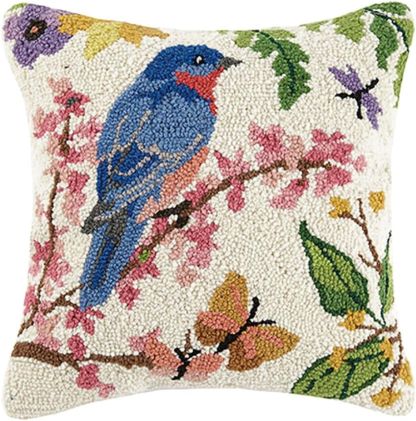 Peking Handicraft 30SER426C16SQ Bluebird Hook Pillow, 100% Wool and Cotton…