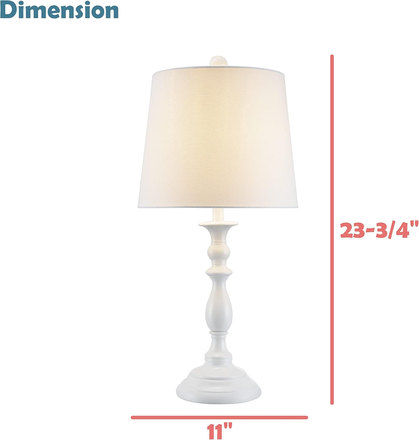 Aspen Creative 40256-04-2, 23-3/4" H Table Lamp White Ceramic Body, Size: 11" L x 11" W x 23-3/4" H, E26 Socket, Set of 2