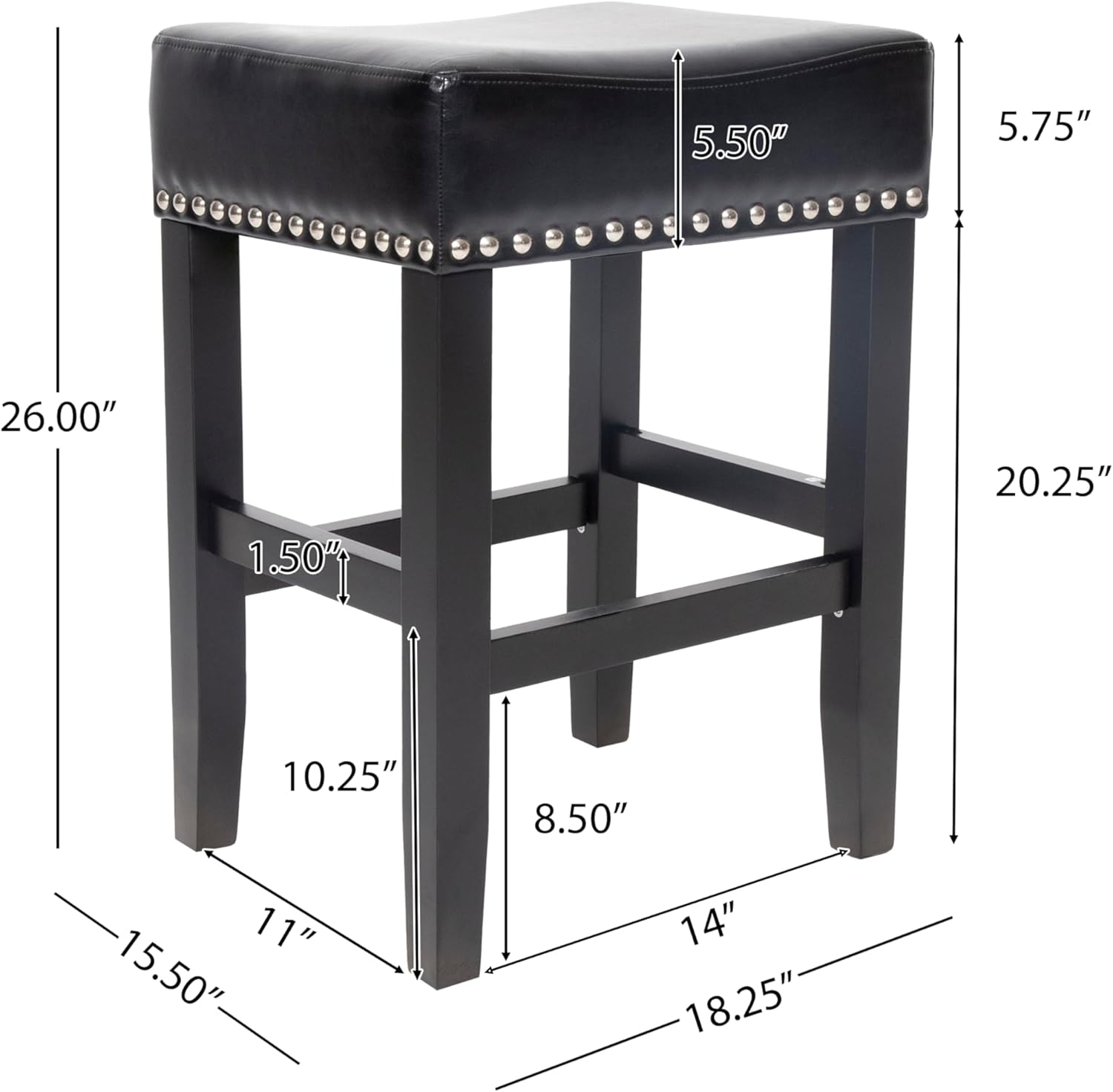 Christopher Knight Home Laramie Bonded Leather Backless Counterstools, 2-Pcs Set, Black