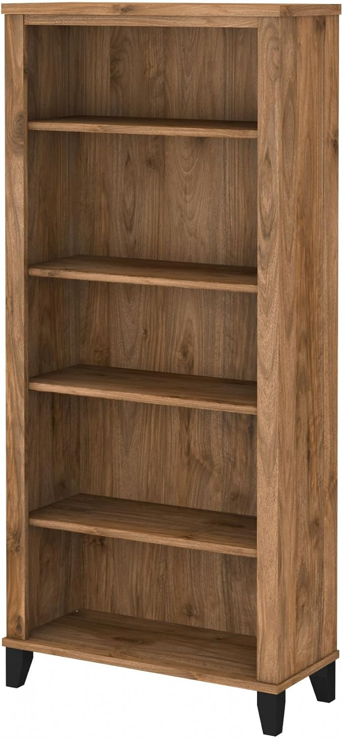 Bush Furniture Somerset 5 Shelf Tall Bookcase in Fresh Walnut Finish