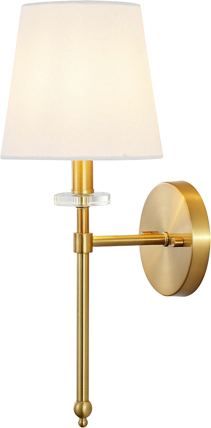 JONATHAN Y JYL9920A Olivia 6.5" 1-Light Modern Midcentury Iron LED Vanity Contemporary French Country Bathroom Hallway Living Room Bedroom Mirror Cabinet, Brass Gold